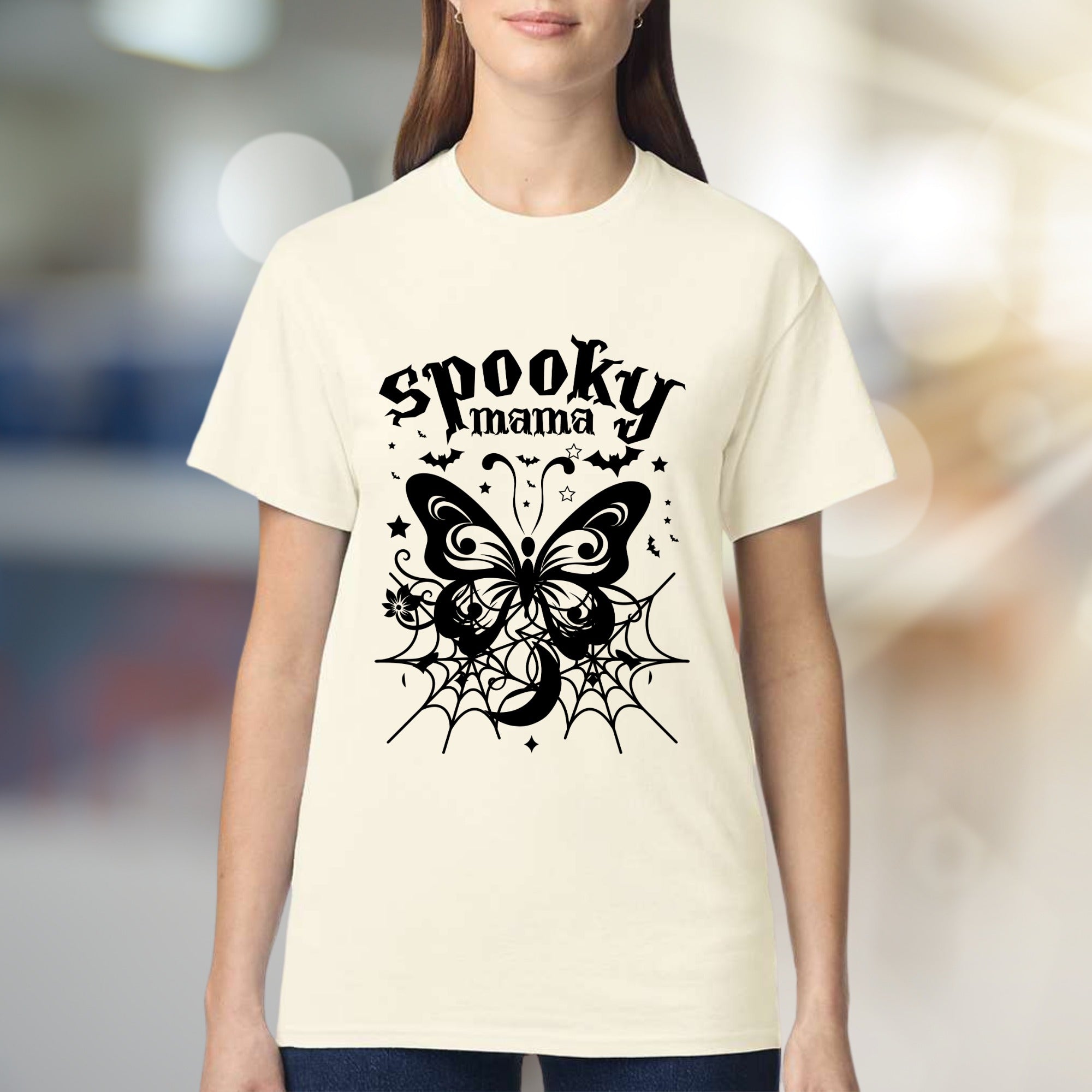"Spooky Mama" Halloween Gothic Graphic Tee, a Mystical Pick for Moms
