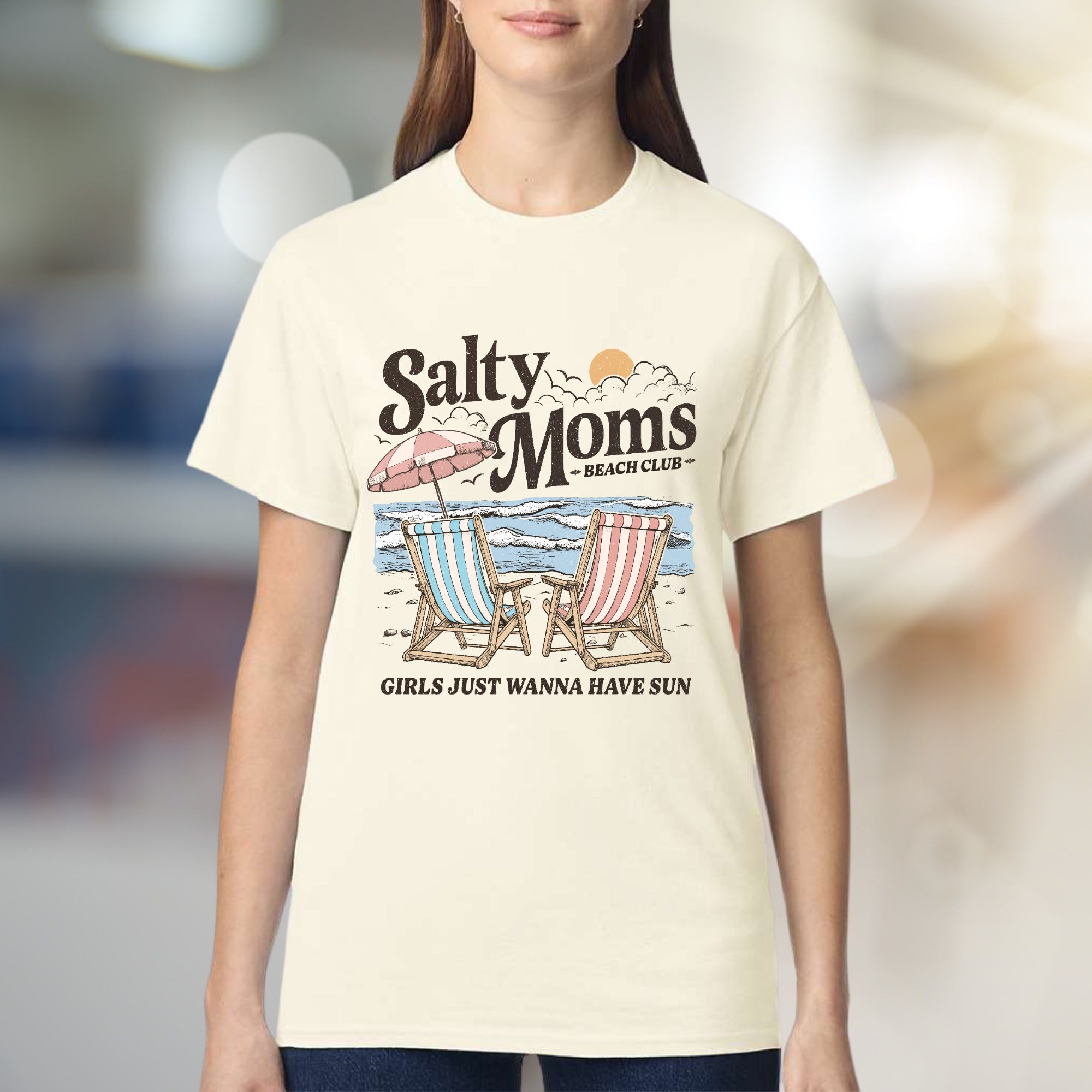 "Salty Moms Beach Club" Retro Graphic Tee, a Summer Niche Pick for Vacation Lovers