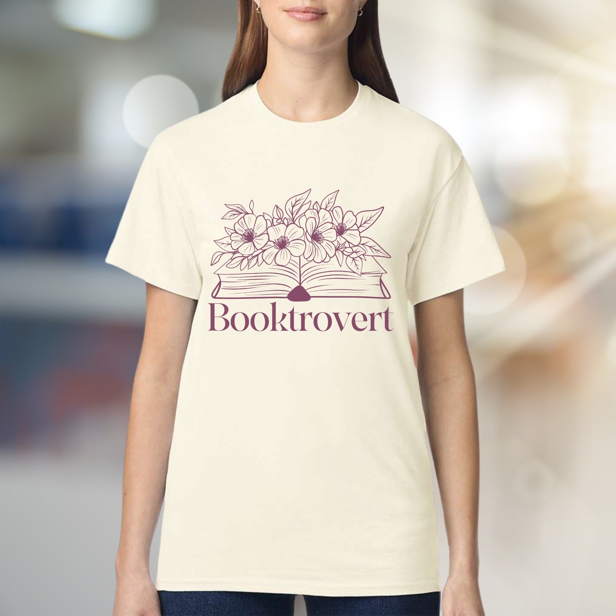 "Booktrovert" Floral Book Graphic Tee, a Reading Lover's Unisex Tee
