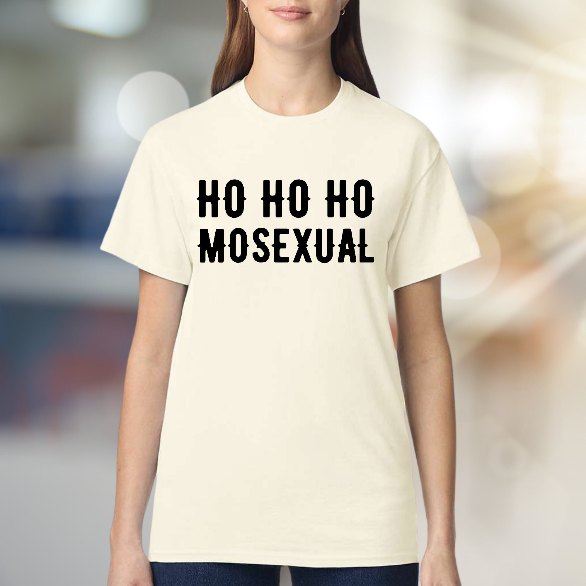 "HO HO HO MOSEXUAL" Funny Christmas Graphic Tee, a Witty Holiday Pick for Everyone