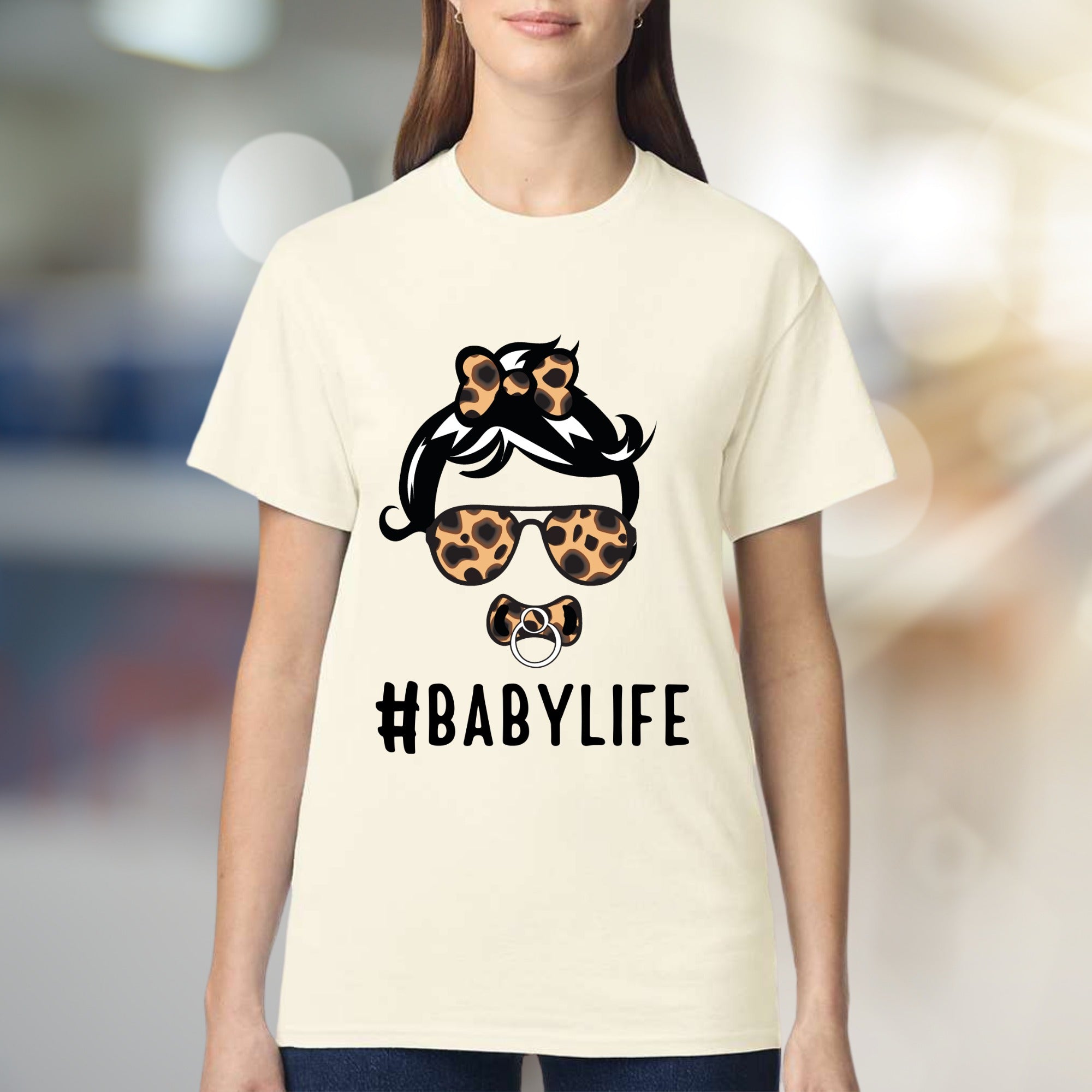#BABYLIFE Leopard Mama Graphic Tee, a Trendy Mom Life Pick for New Parents