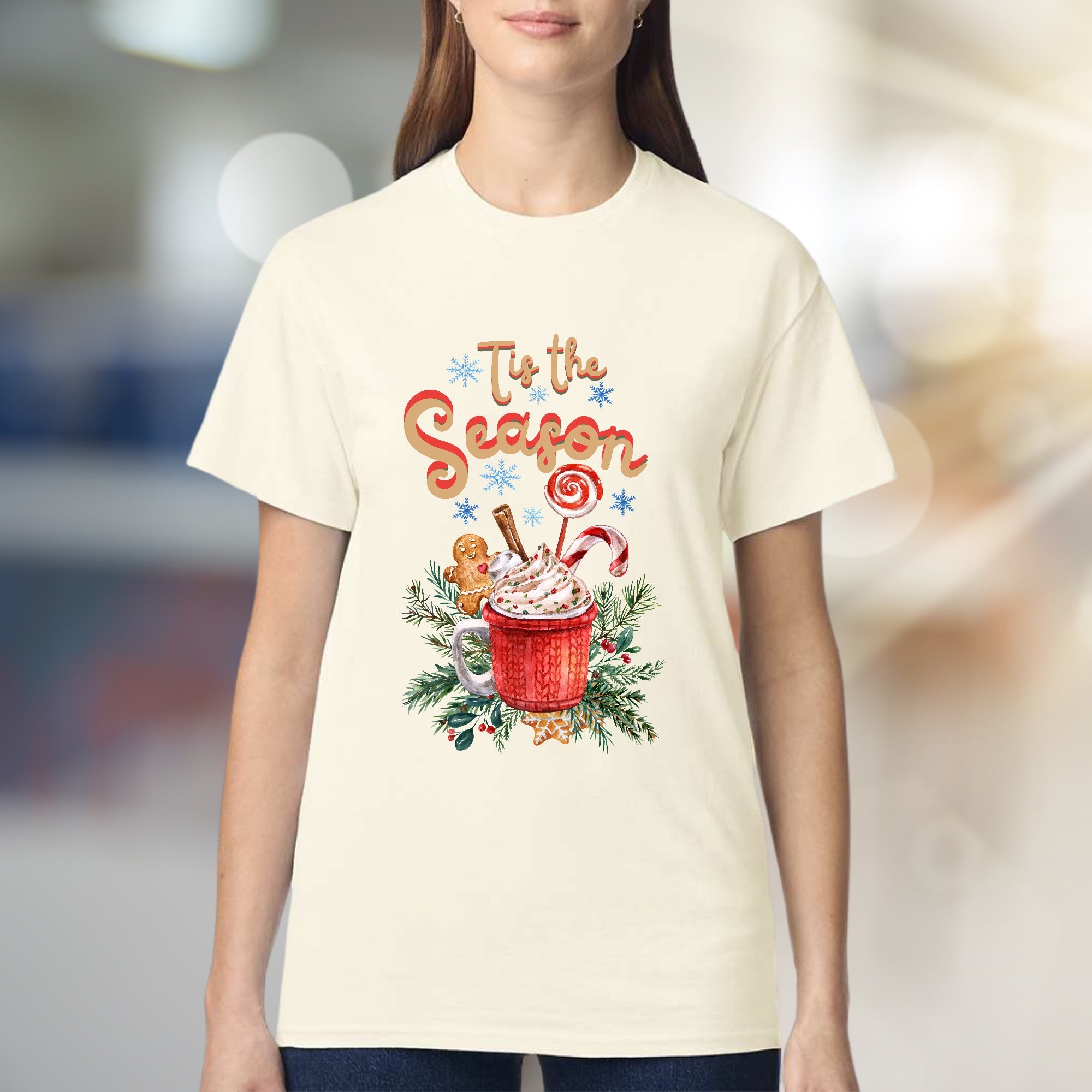 "Tis the Season" Christmas Mug Graphic Tee, a Festive Pick for Holiday Enthusiasts