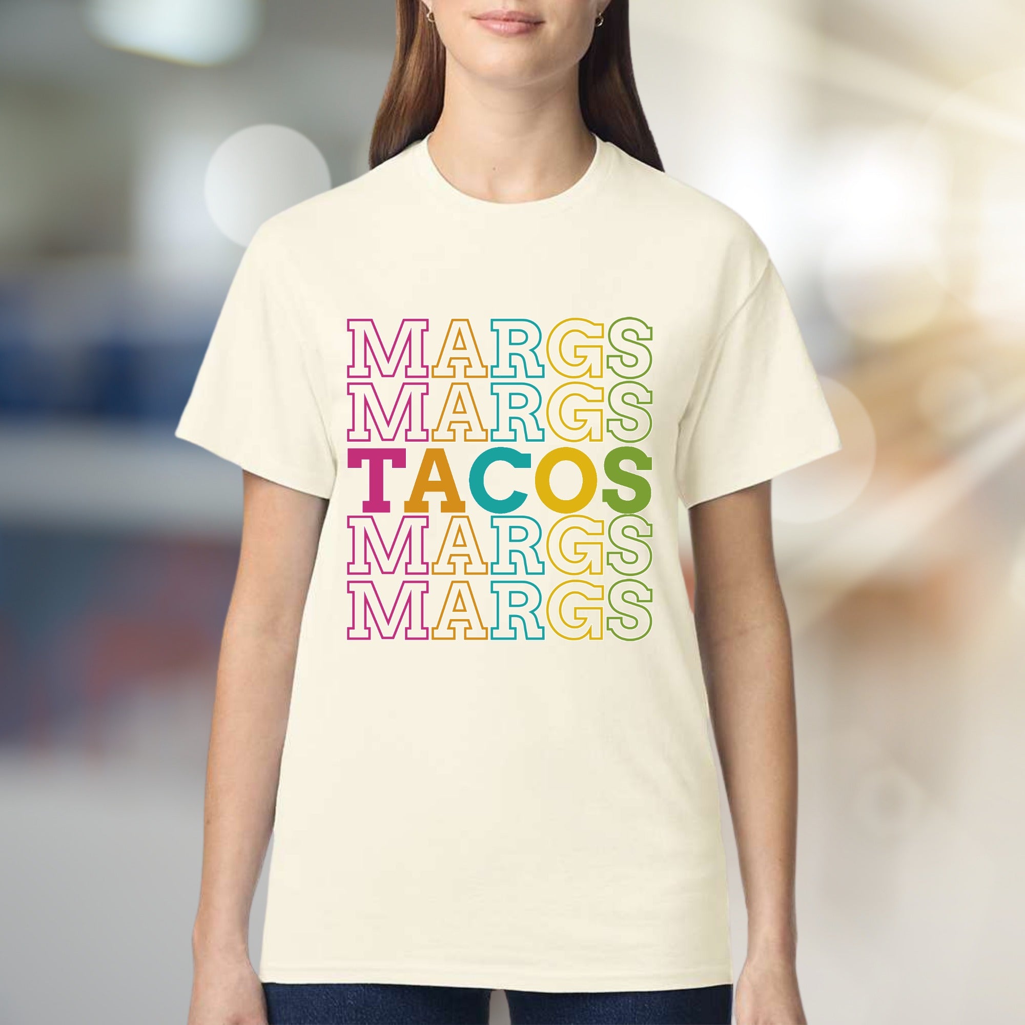 "MARGS TACOS" Retro Stacked Graphic Tee, a Fiesta Style Tee for Fun-Lovers