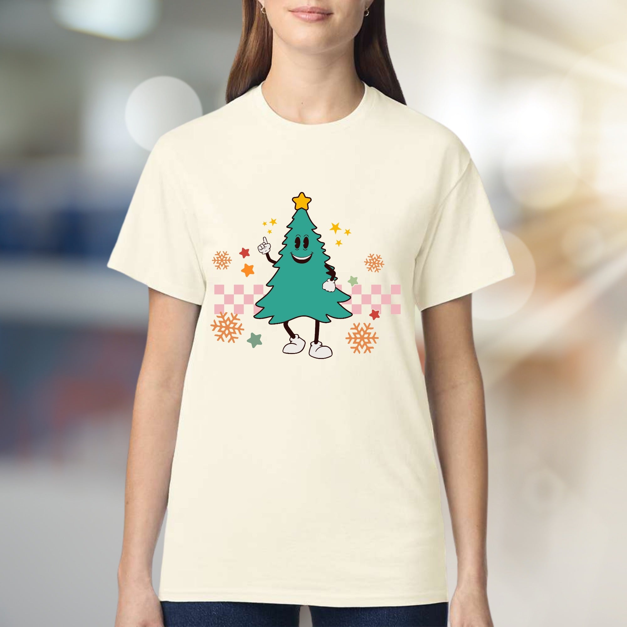 Retro Christmas Tree Graphic Tee, a Whimsical Holiday Pick for Fun-Lovers