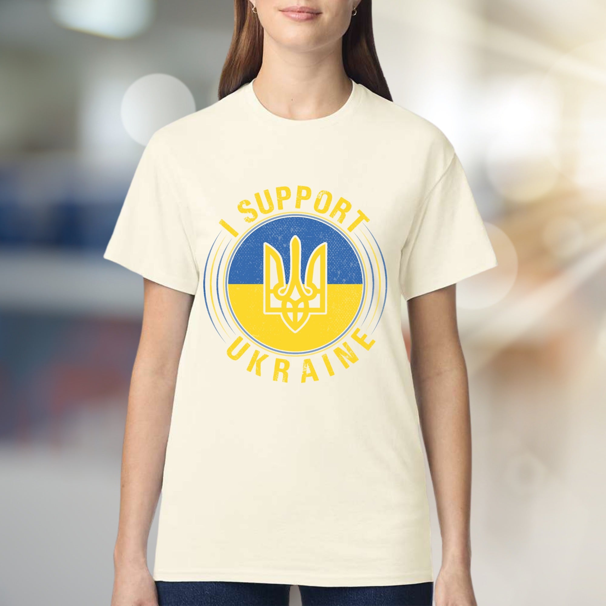 "I Support Ukraine" Emblem Graphic Tee, A Patriotic Statement for Advocates