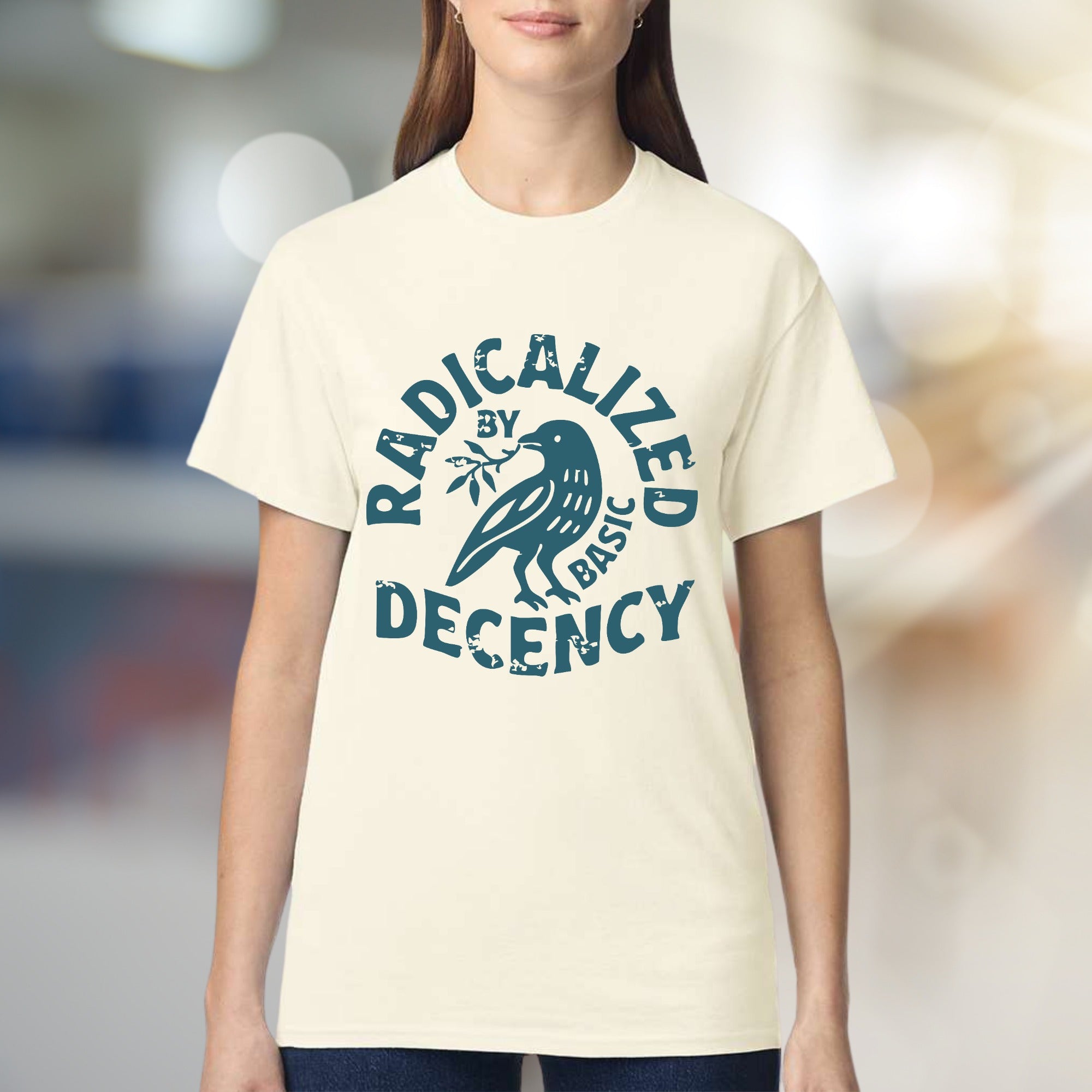 "Radicalized by Basic Decency" Statement Graphic Tee, a Bold Pick for Activists