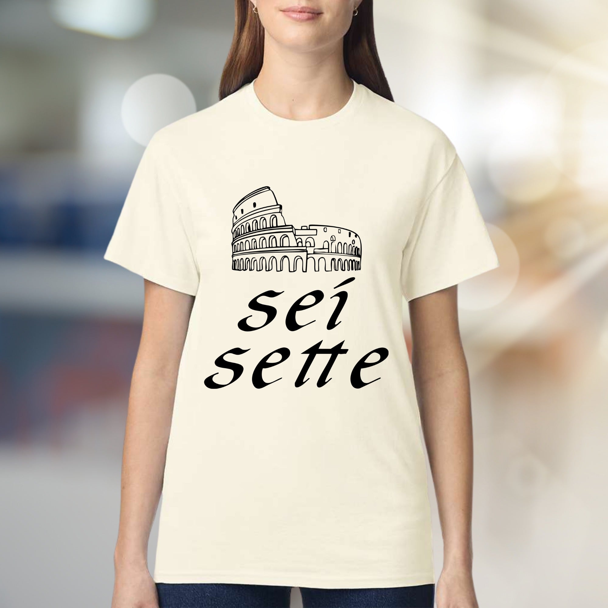 "Sei Sette" Colosseum Graphic Tee, a Roman Holiday Pick for Travel Enthusiasts