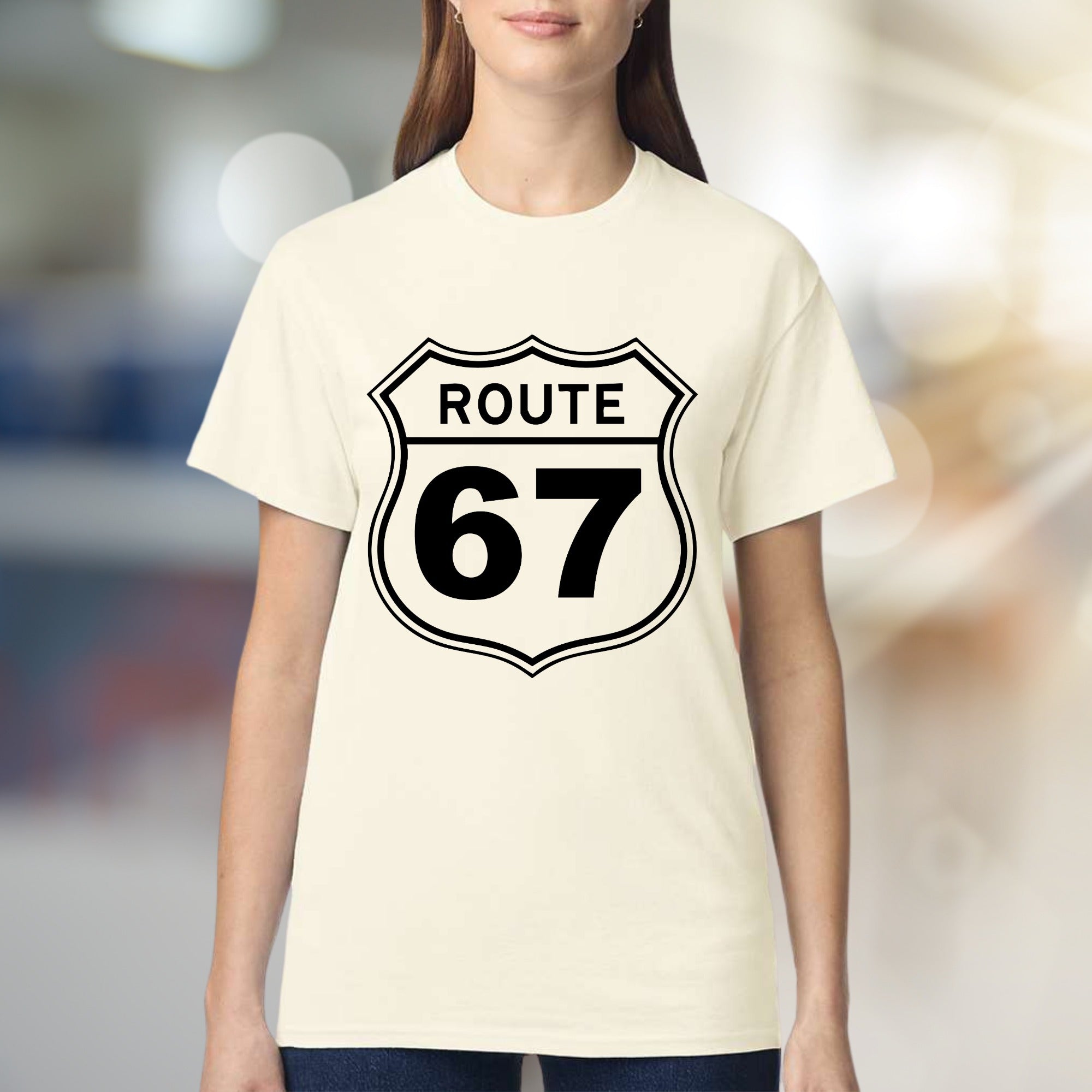 "Route 67" Highway Sign Graphic Tee, a Classic Road Trip Pick for Adventurers