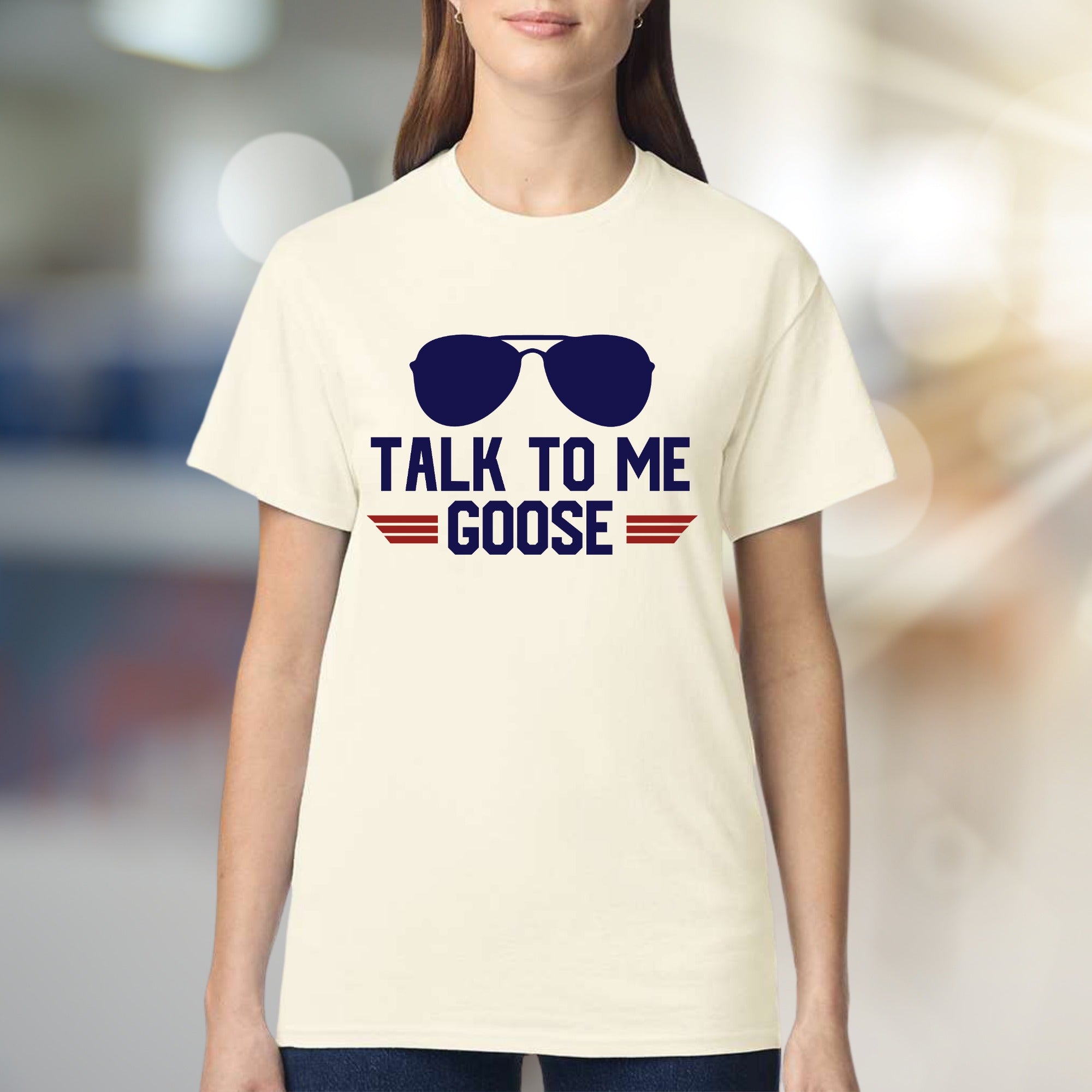 "Talk To Me Goose" Aviator Graphic Tee, a Maverick Fan Pick for Movie Lovers