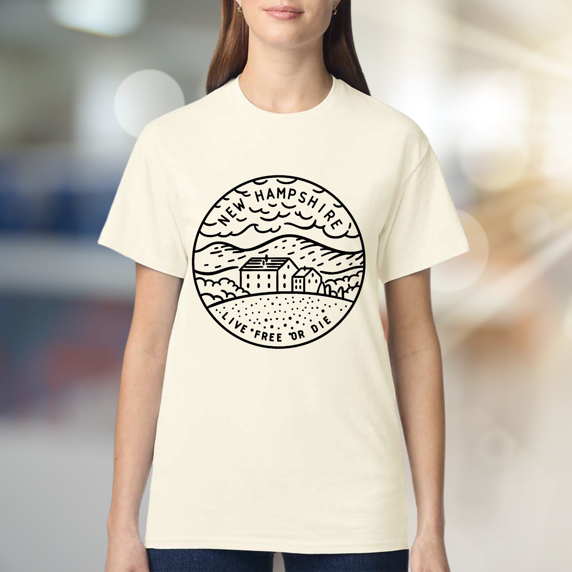 "New Hampshire Live Free or Die" Nature Graphic Tee, a State Pride Pick for Adventurers