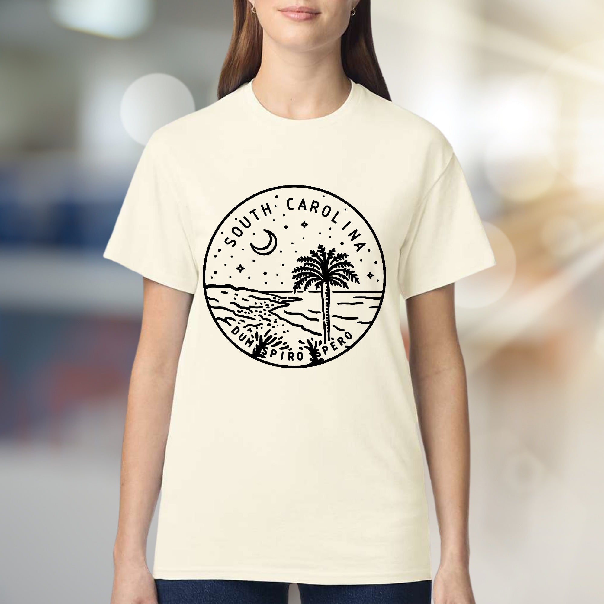 "South Carolina Dum Spiro Spero" Coastal Vibes Graphic Tee, a State Pride Pick for Locals & Travelers