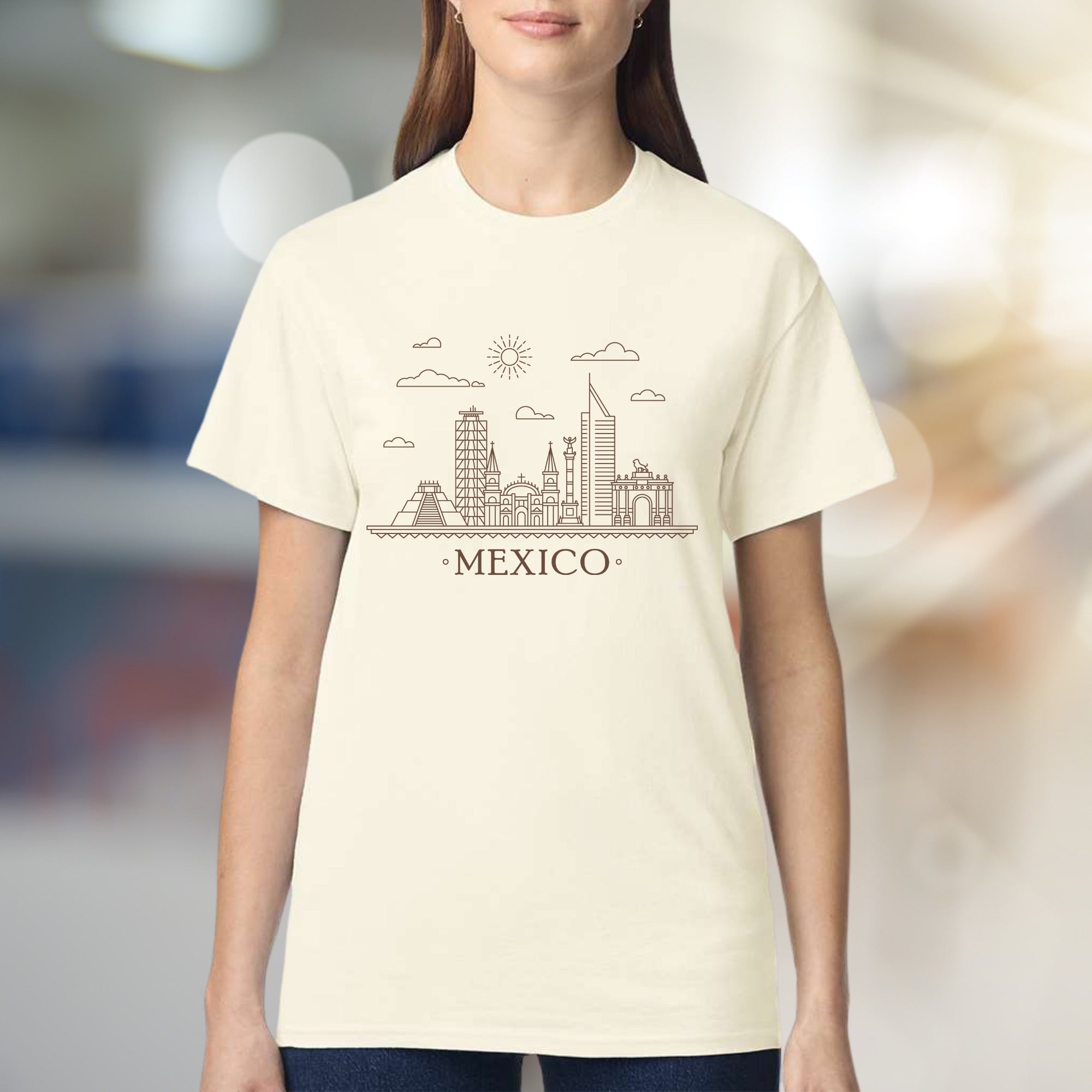 "Mexico" Skyline Art Graphic Tee, a Travel Souvenir for City Enthusiasts