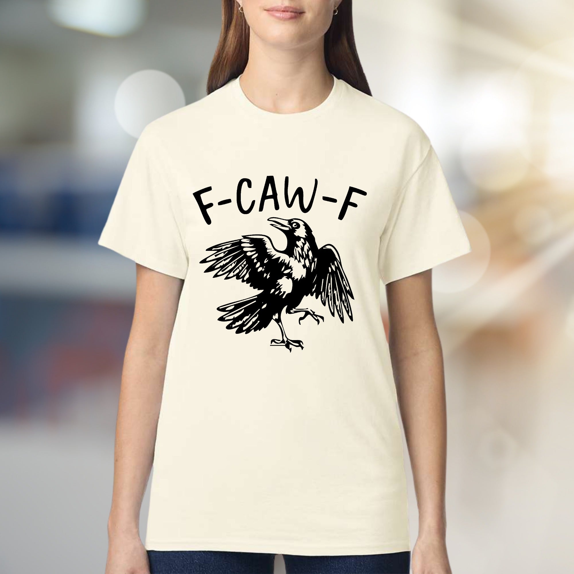 "F-CAW-F" Crow Design Graphic Tee, a Witty Animal Lover Pick for Everyone