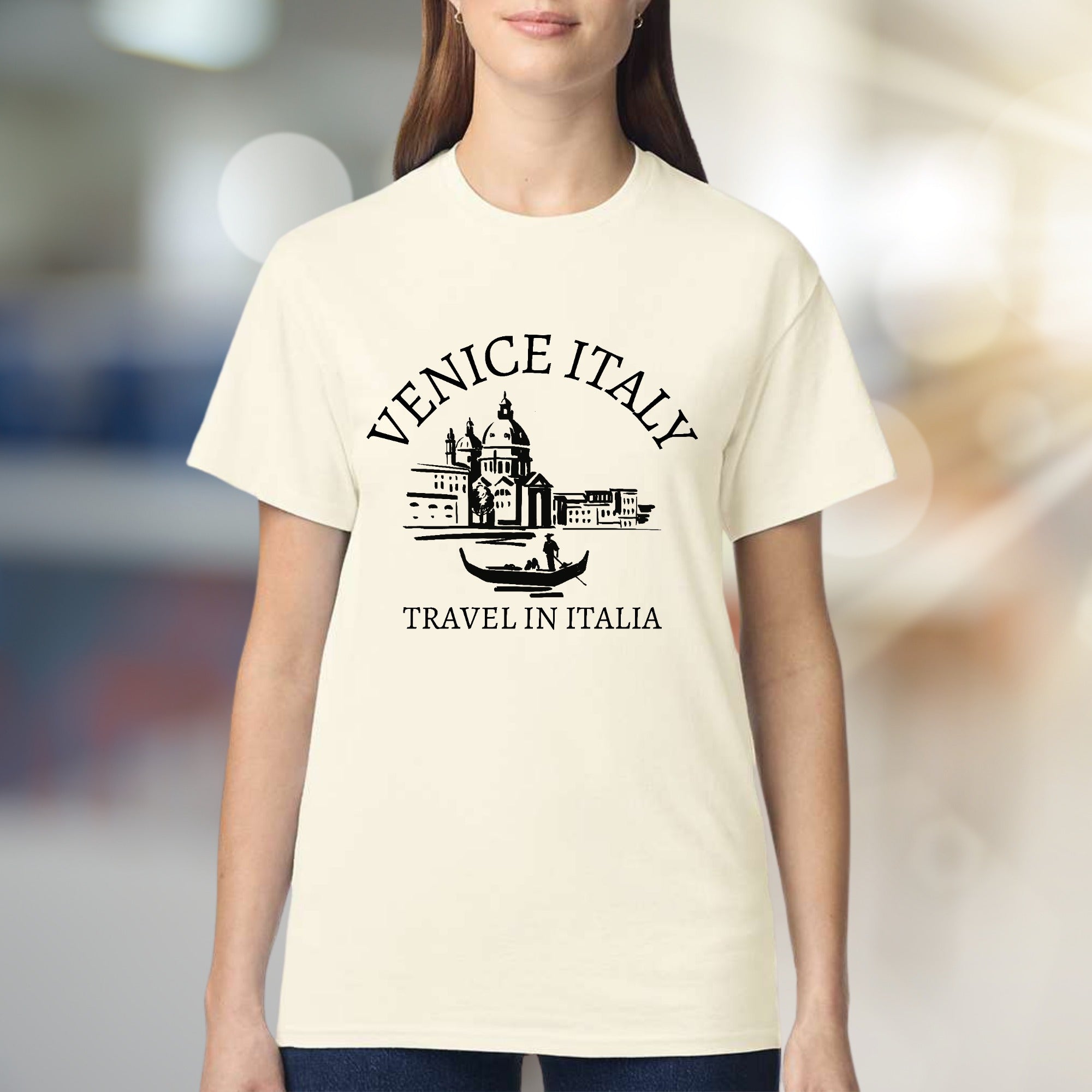 "VENICE ITALY TRAVEL IN ITALIA" Cityscape Graphic Tee, a European Travel Wear Pick for Wanderlusters