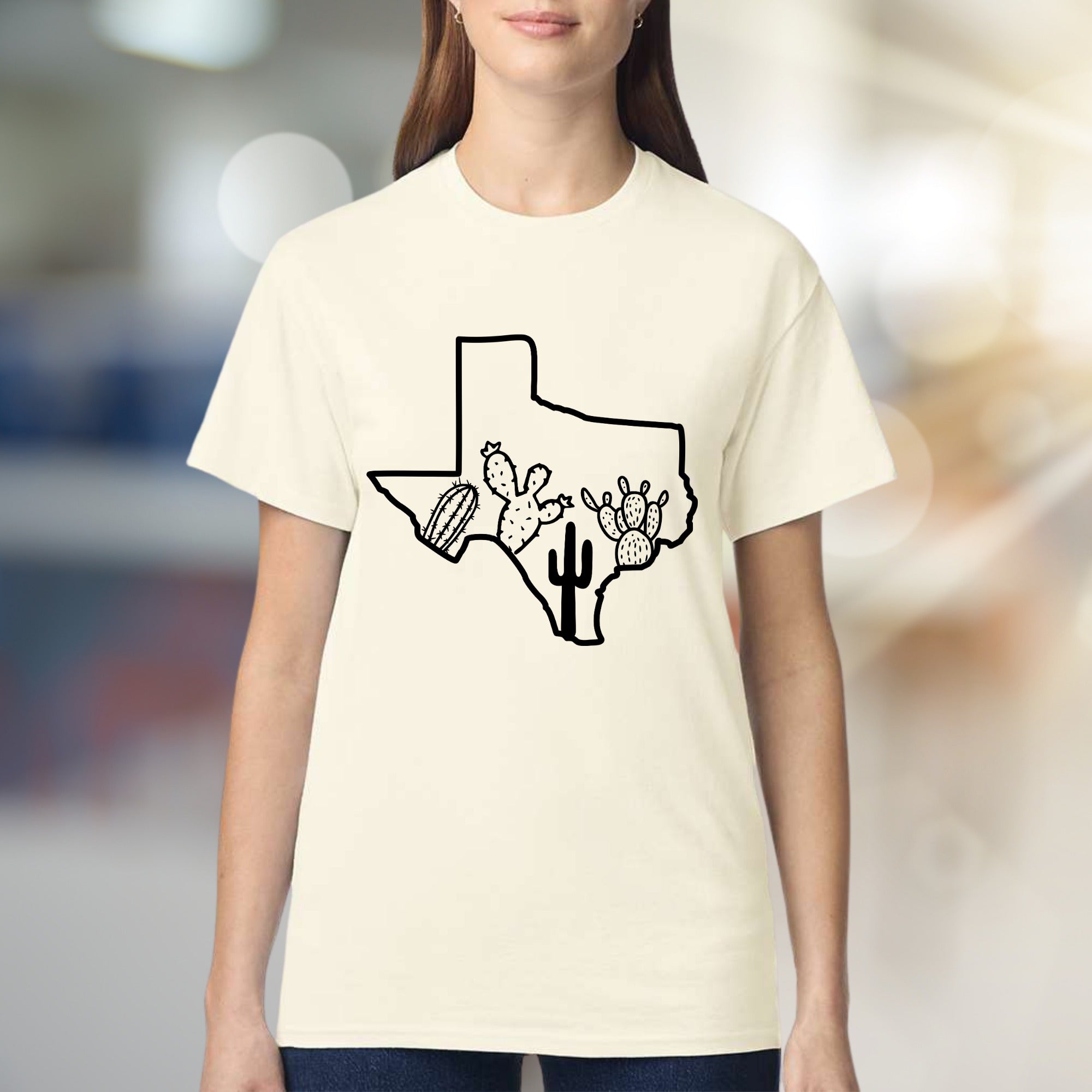 Texas Cactus Outline Graphic Tee, a Desert Chic Pick for State Pride Advocates