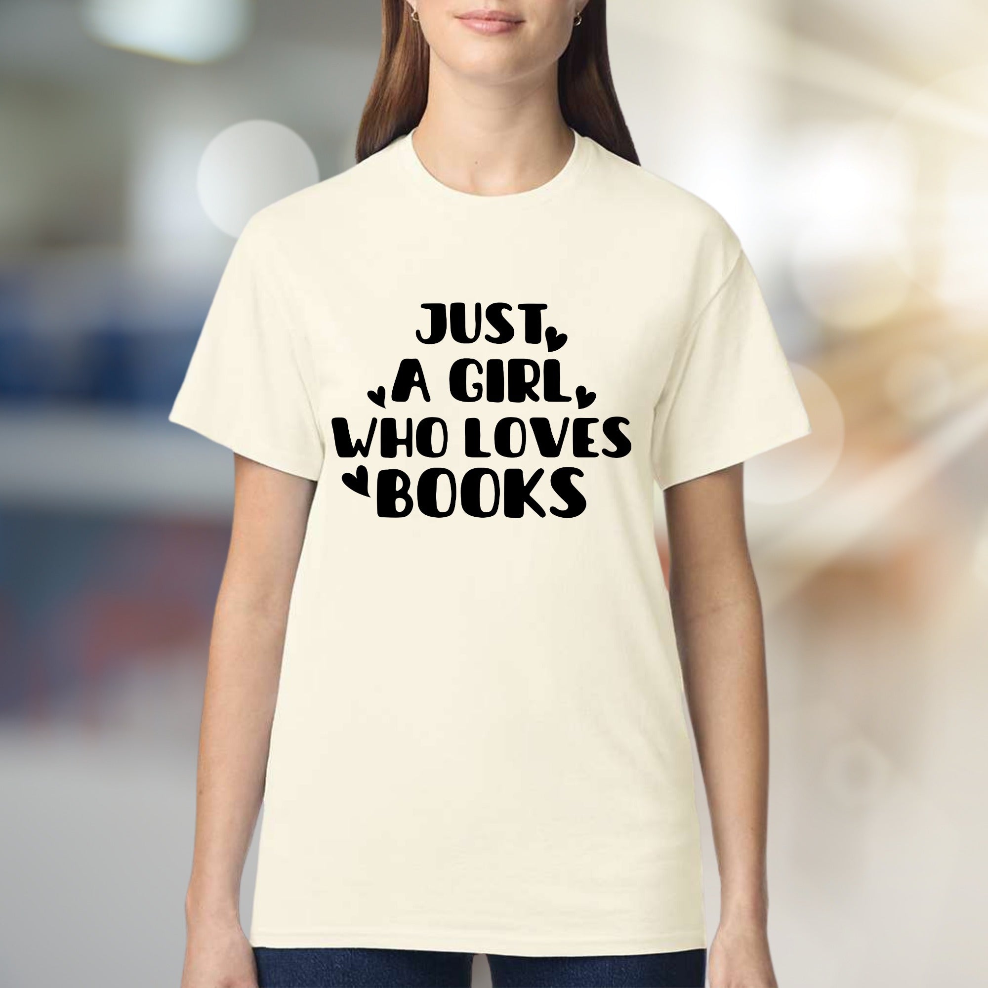 "Just A Girl Who Loves Books" Literary Graphic Tee, A Cozy Read for Bookworms