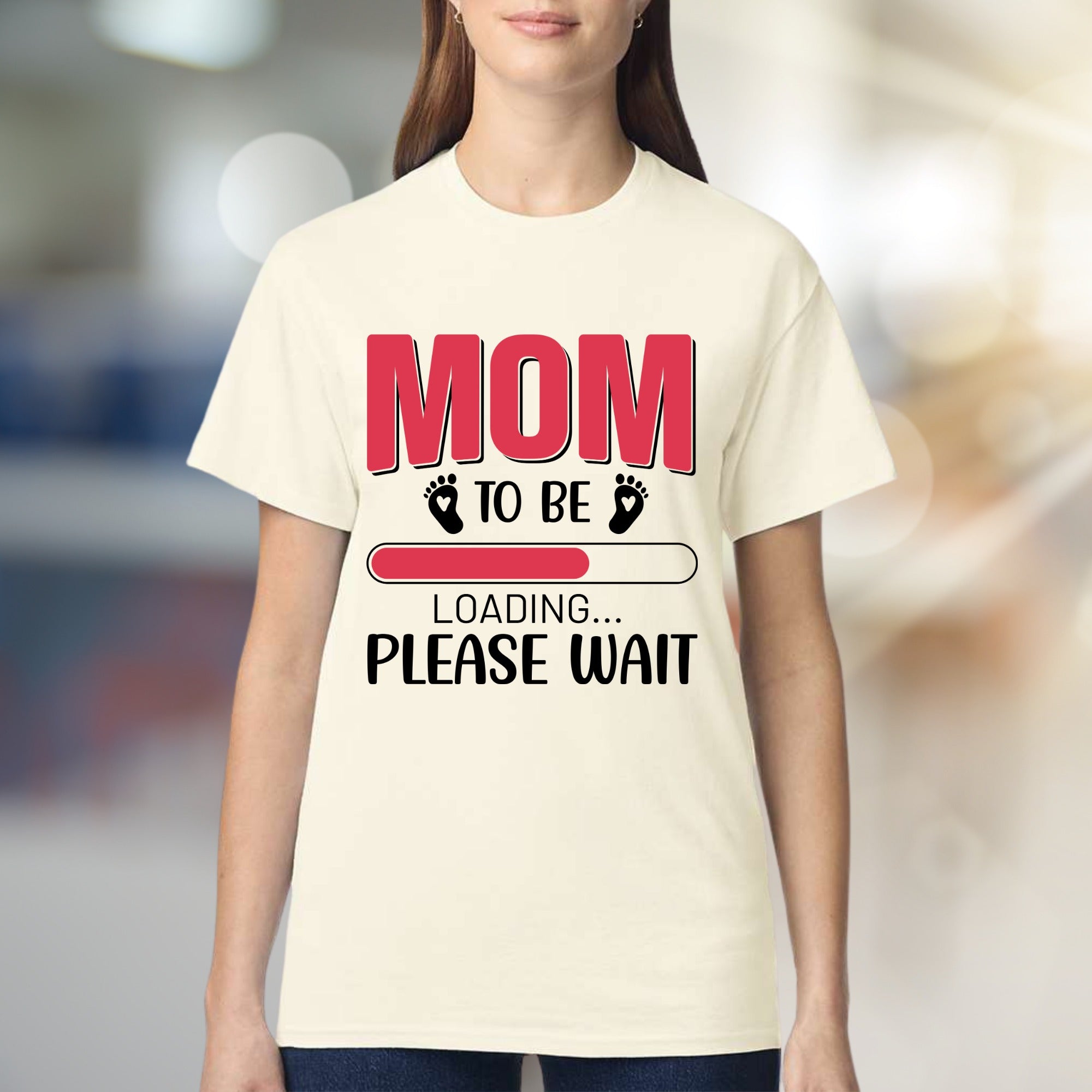 "Mom to Be Loading... Please Wait" Pregnancy Reveal Graphic Tee, a Future Mom Pick for Baby Showers