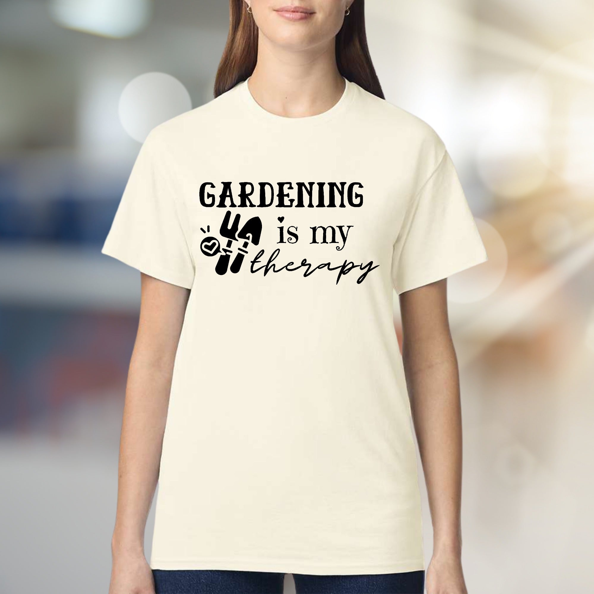 "Gardening Is My Therapy" Garden Tools Graphic Tee, a Green Thumb Pick for Plant Lovers