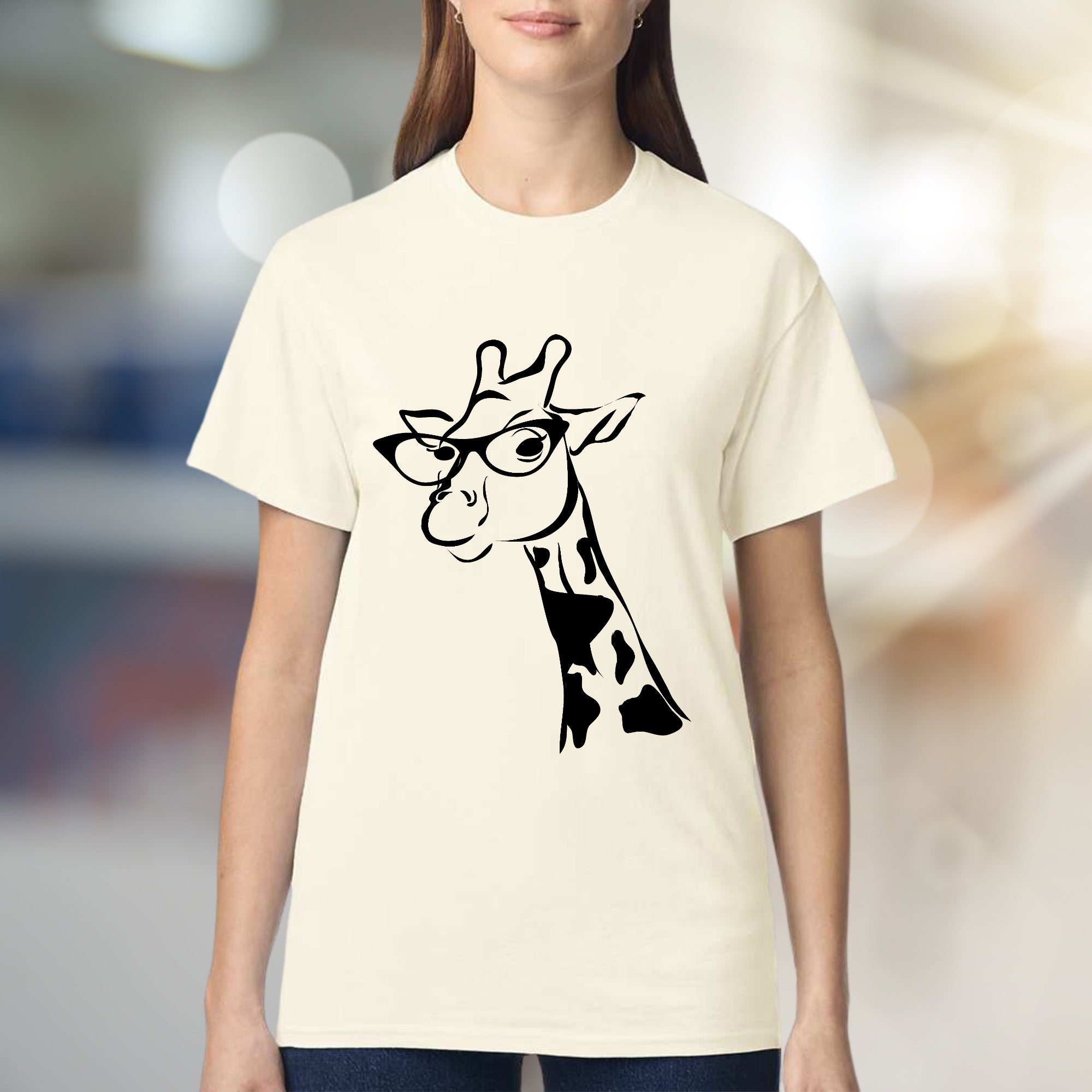 Giraffe in Glasses T-Shirt, Whimsical Animal Tee for Animal Lovers