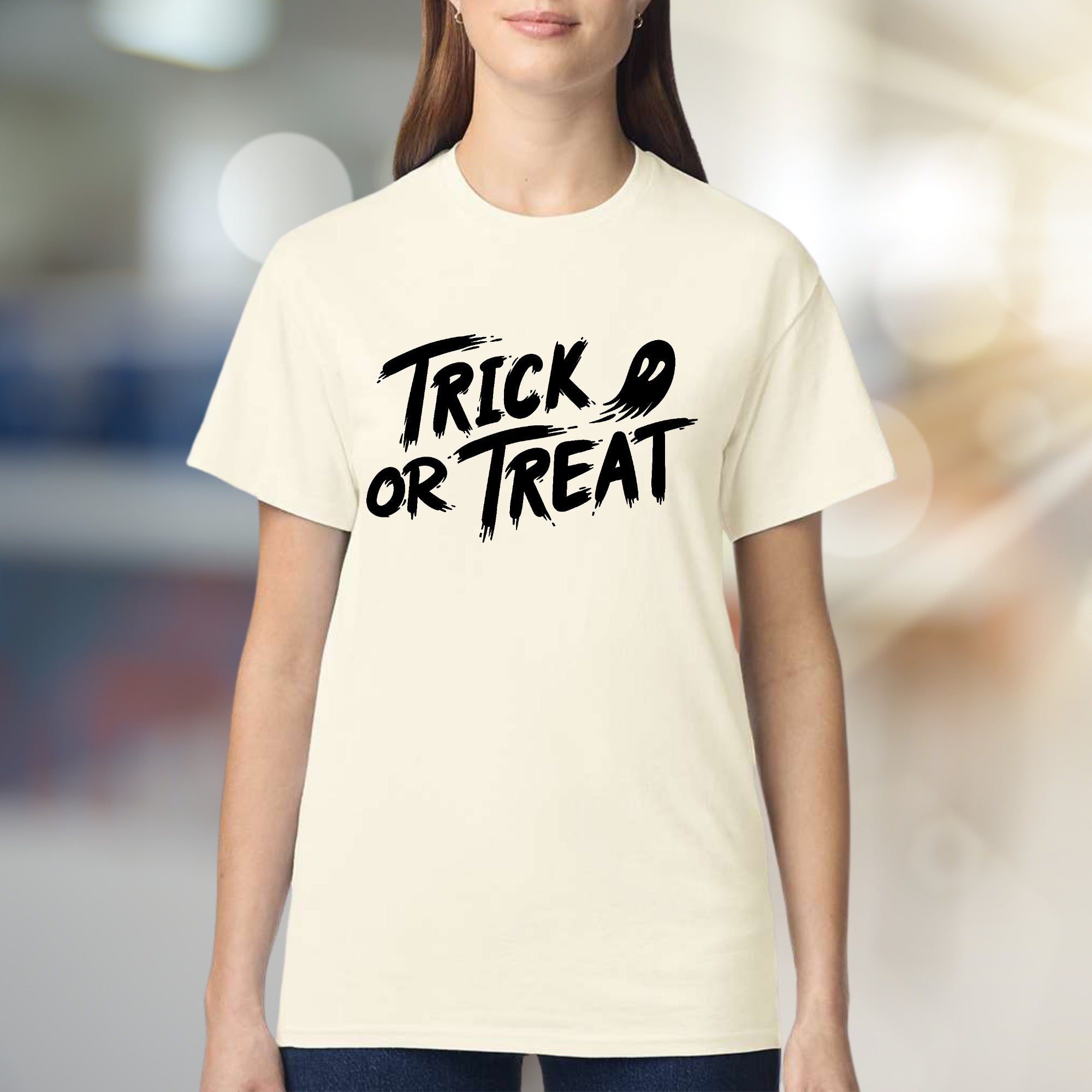 "Trick or Treat" Spooky Ghost Graphic Tee, a Halloween Pick for Party-Goers