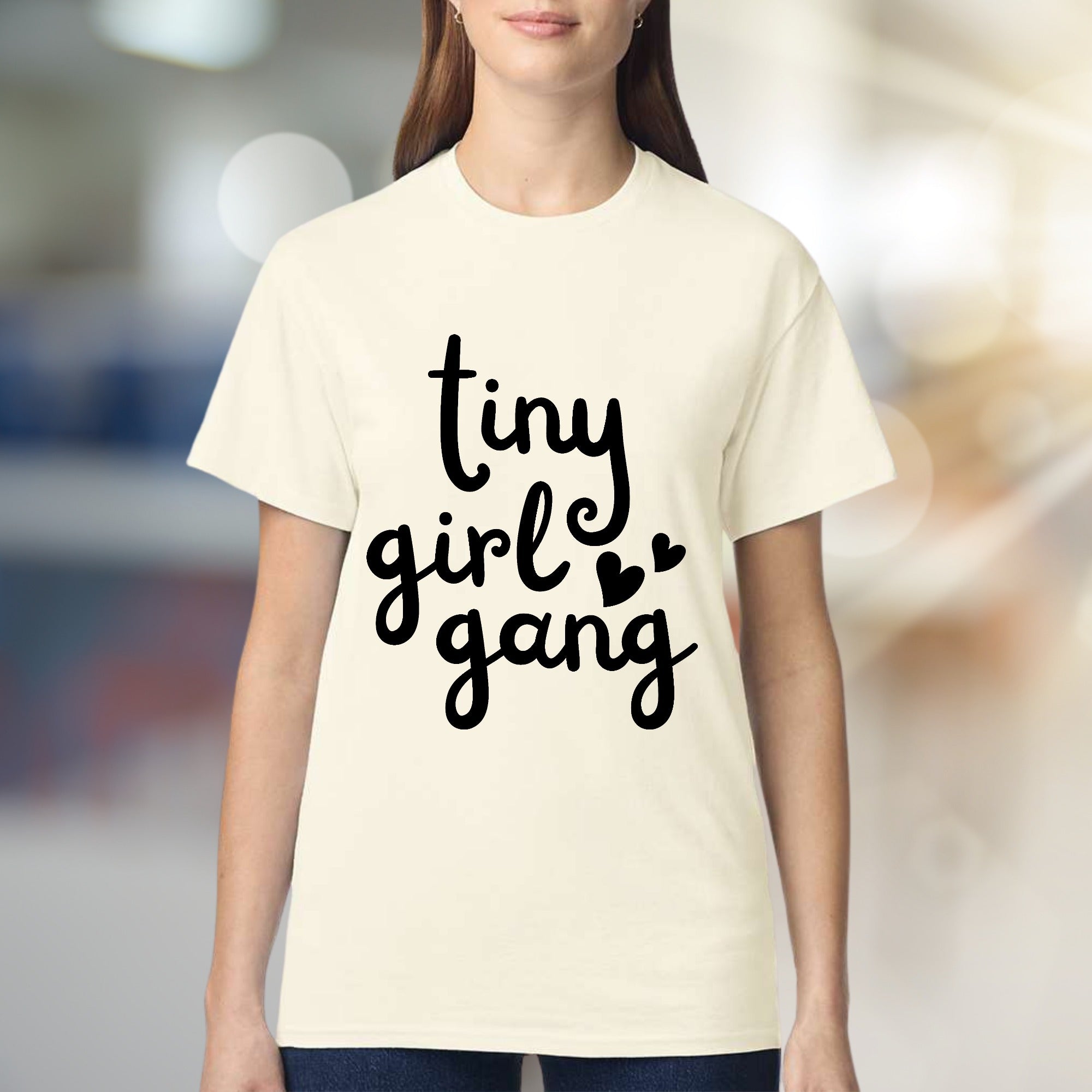 "Tiny Girl Gang" Cute Script Graphic Tee, a Fun Statement for Her