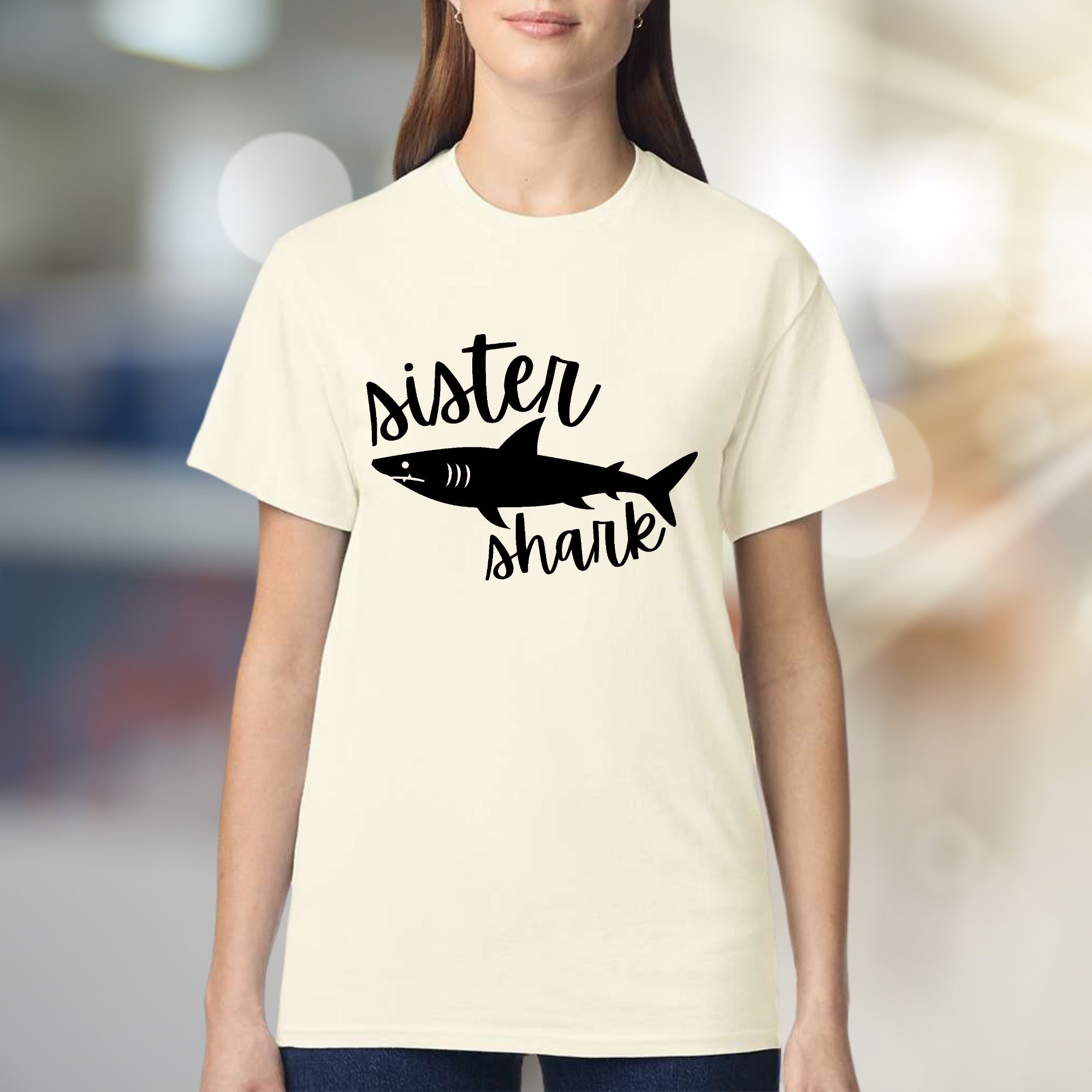 "Sister Shark" Family Fun Graphic Tee, a Playful Pick for Siblings