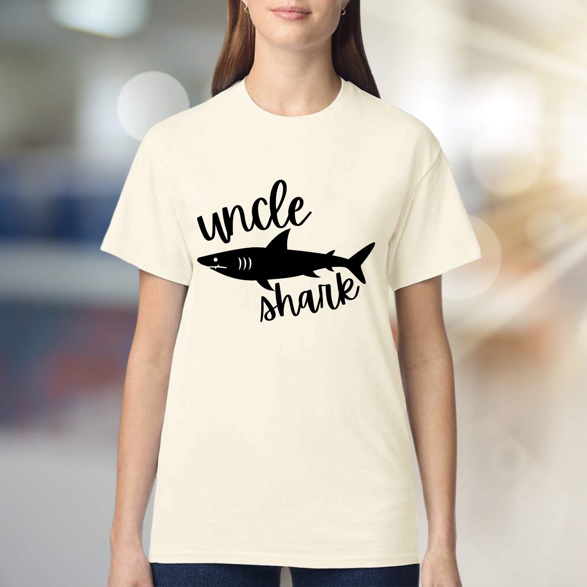 "Uncle Shark" Family Fun Graphic Tee, a Playful Pick for Every Cool Uncle