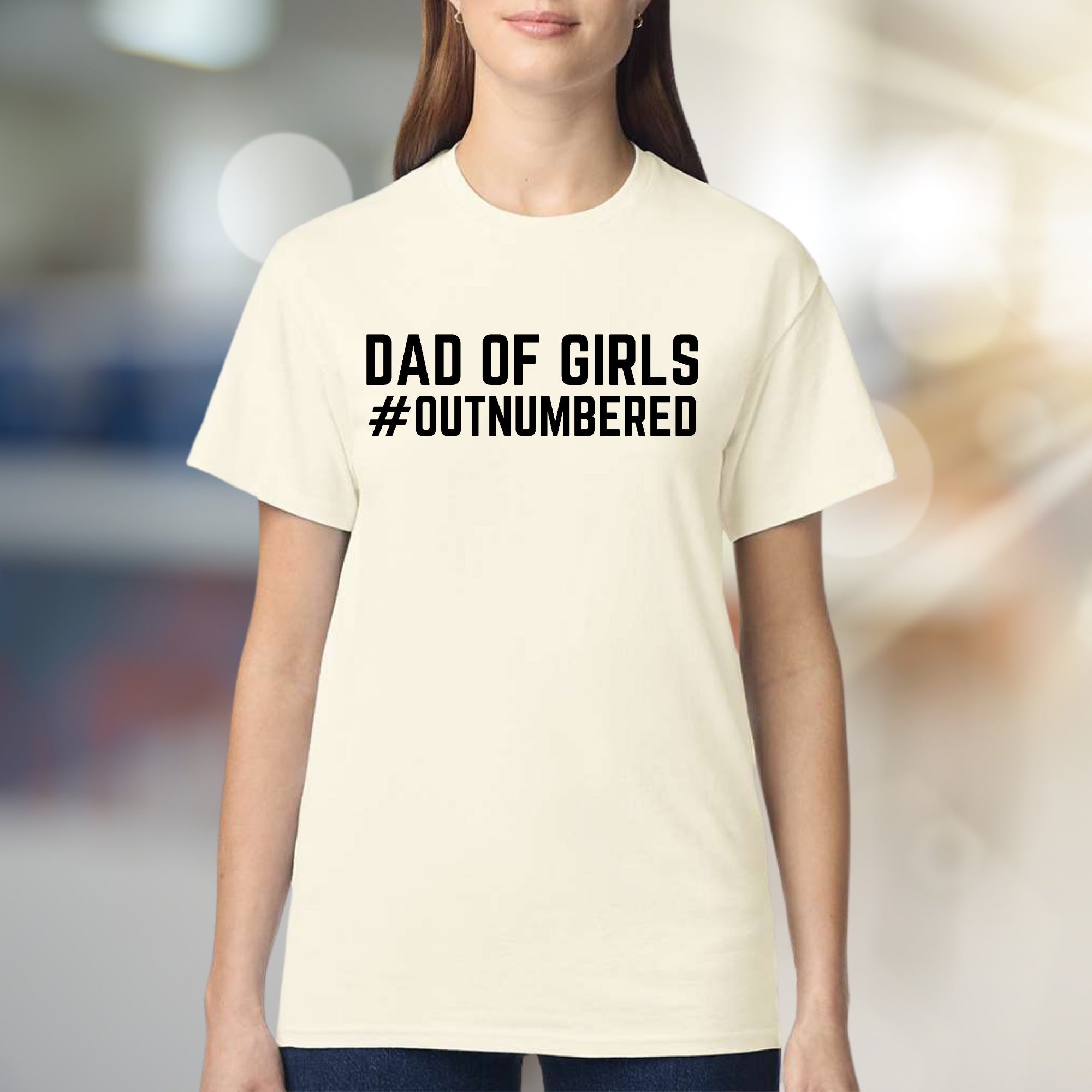 "DAD OF GIRLS #OUTNUMBERED" Funny Dad Tee, Graphic Gift for Fathers