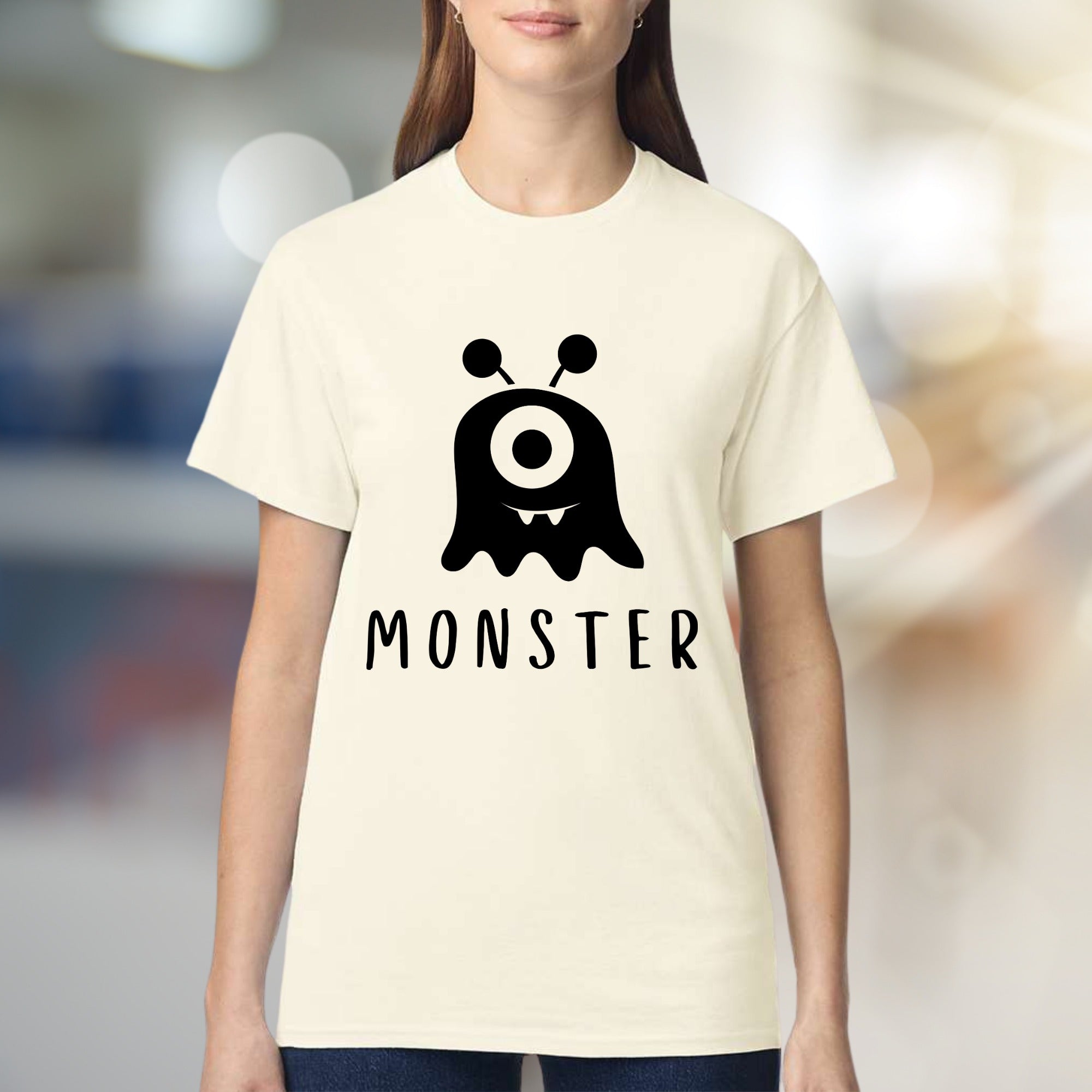 "MONSTER" Cute Spooky Graphic Tee, a Whimsical Pick for Halloween Enthusiasts