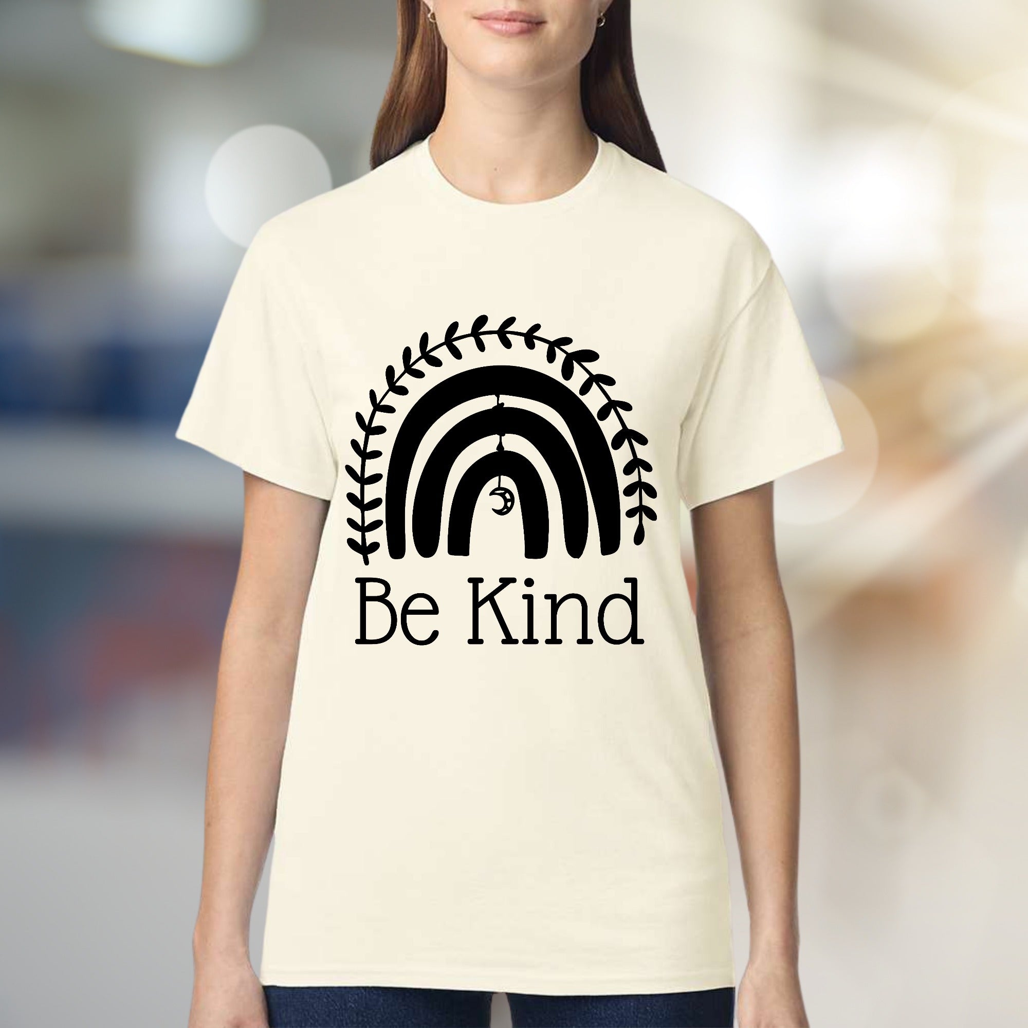 "Be Kind" Boho Rainbow Graphic Tee, a Compassionate Pick for Everyday Wear