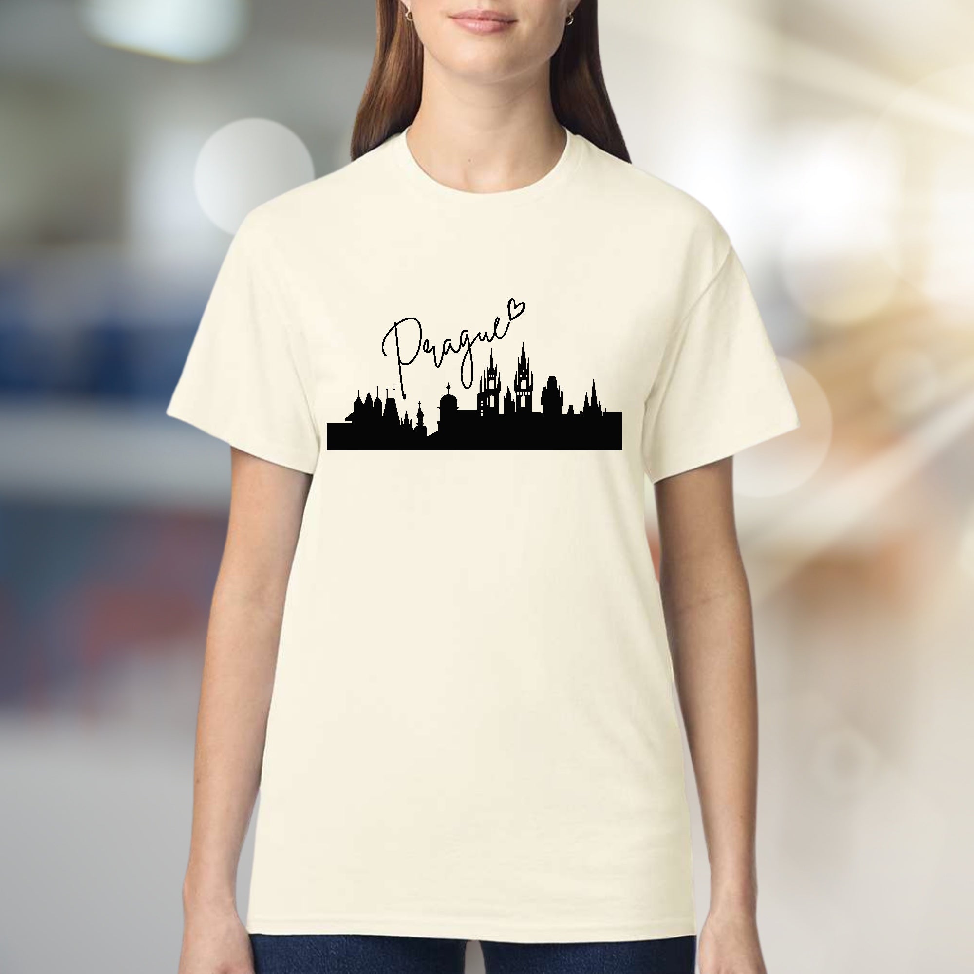 "Prague" Cityscape Graphic Tee, a Travel Souvenir Pick for Adventurers