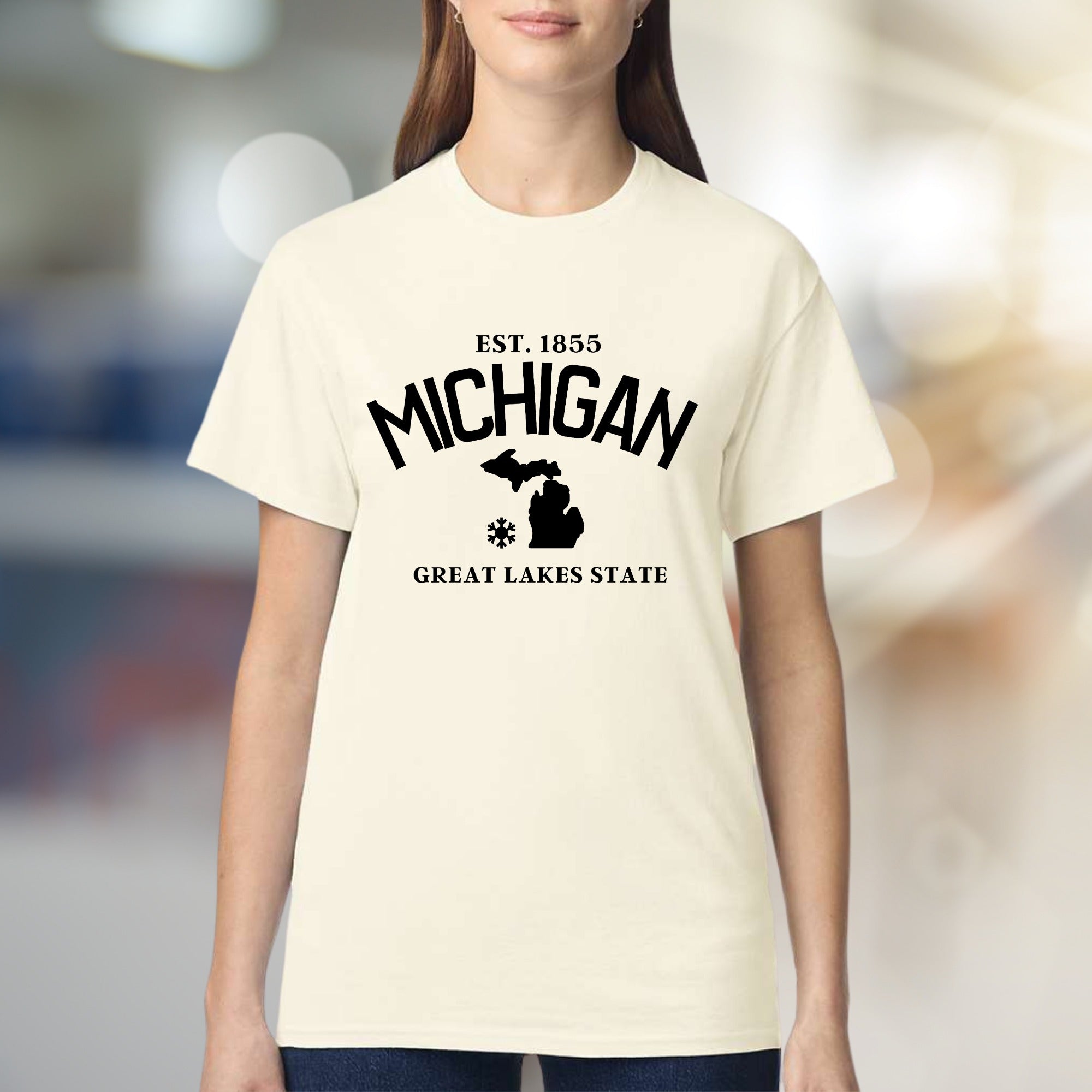 Michigan Est. 1855 T-Shirt, Great Lakes State Graphic Tee, a Collegiate Style Pick for State Pride Enthusiasts
