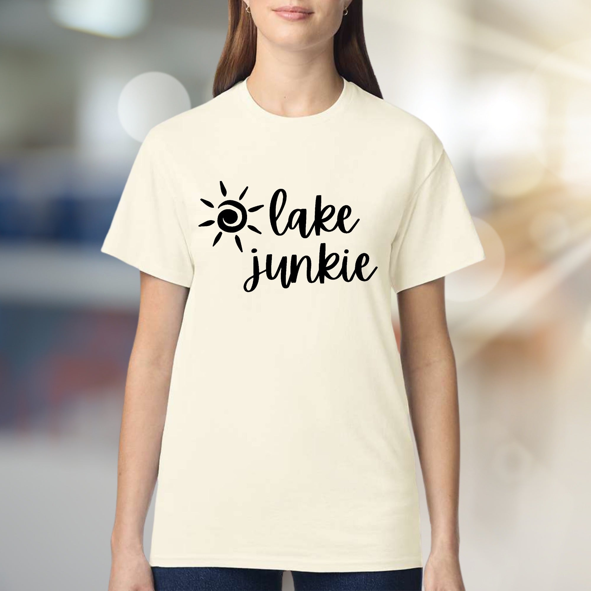 "lake junkie" Summer Lake Graphic Tee, a Water Lover's Pick for Casual Wear