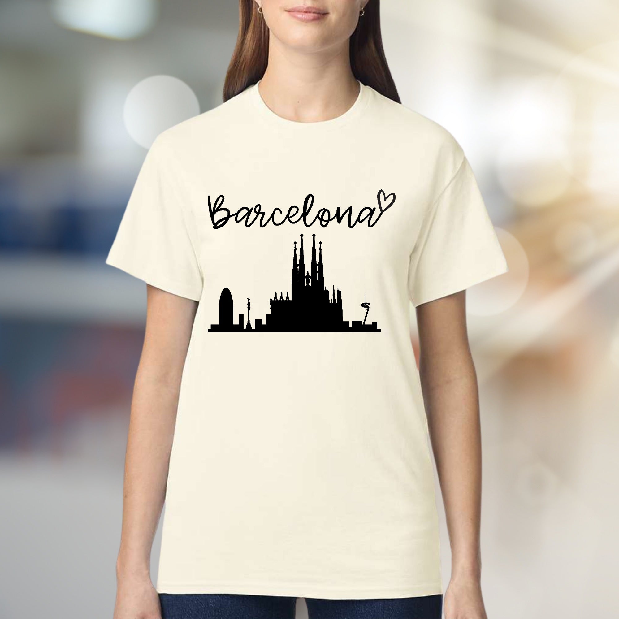 “Barcelona” Cityscape Graphic Tee, A Travel Enthusiast's Urban Pick