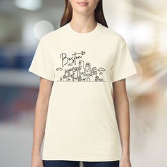 "Boston" Minimalist Skyline Graphic Tee, a City Love Pick for Travelers & Locals