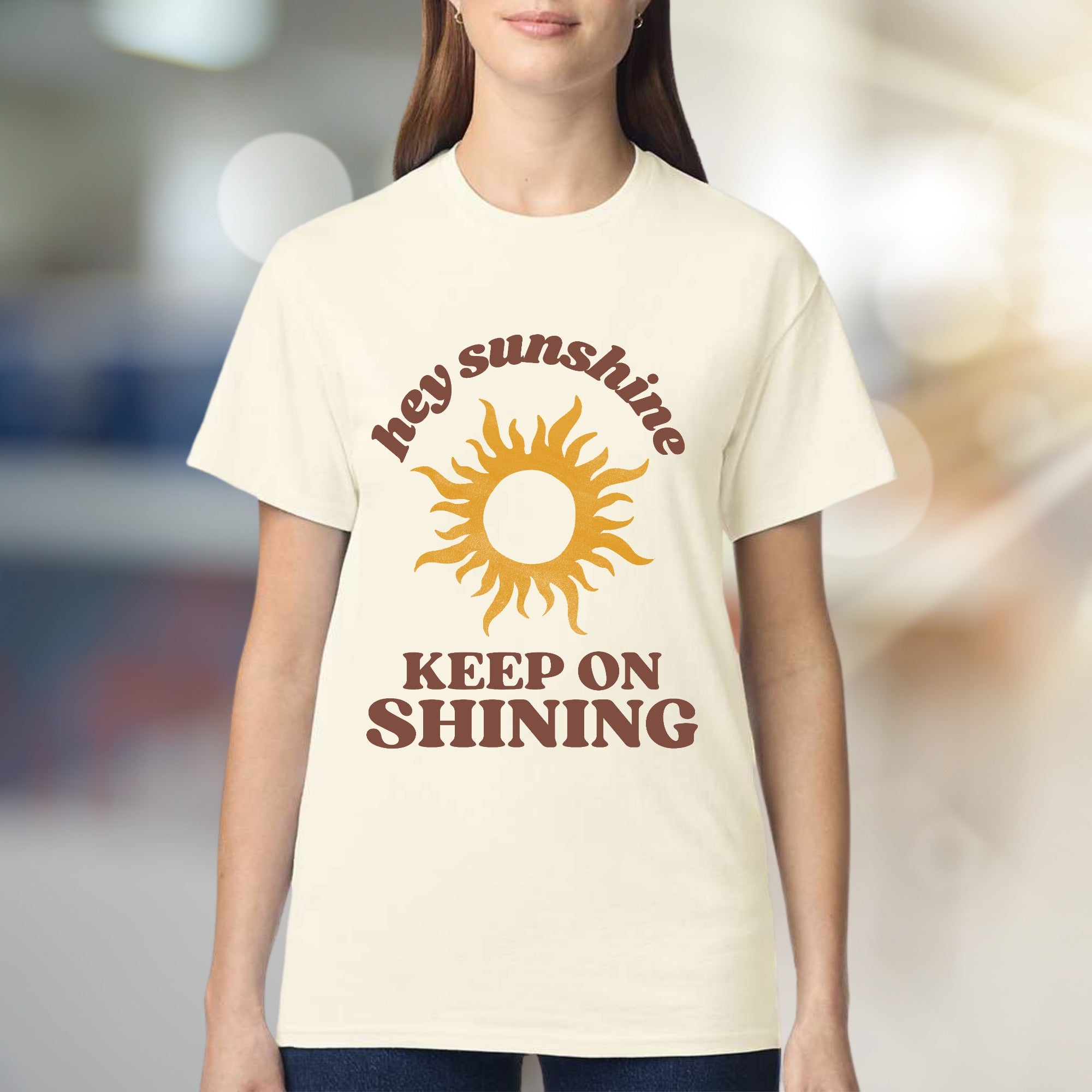 "Hey Sunshine Keep on Shining" Sunny Graphic Tee, a Positive Vibe Essential
