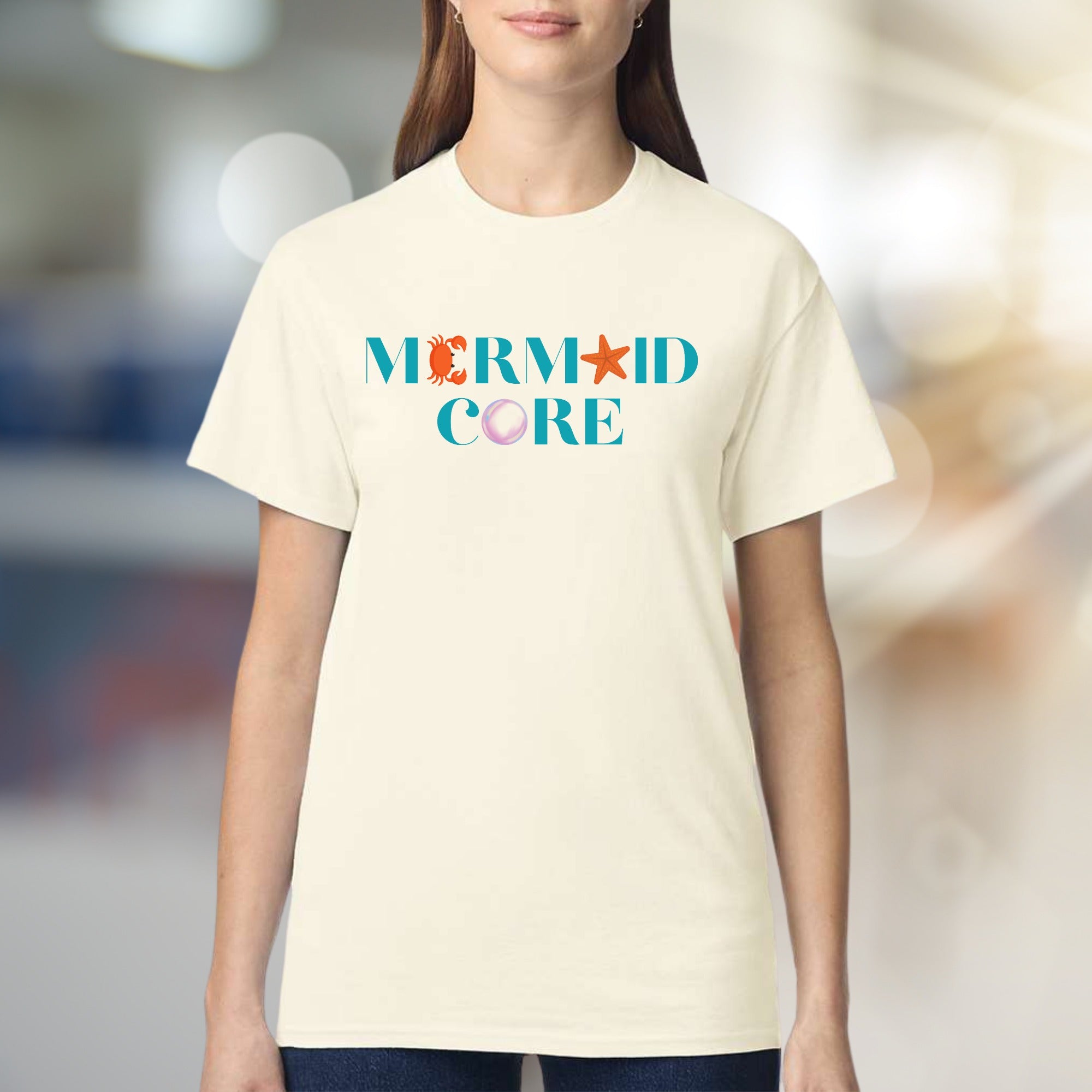 "Mermaid Core" Ocean Aesthetic Graphic Tee, A Coastal-Inspired Pick for Beach Lovers