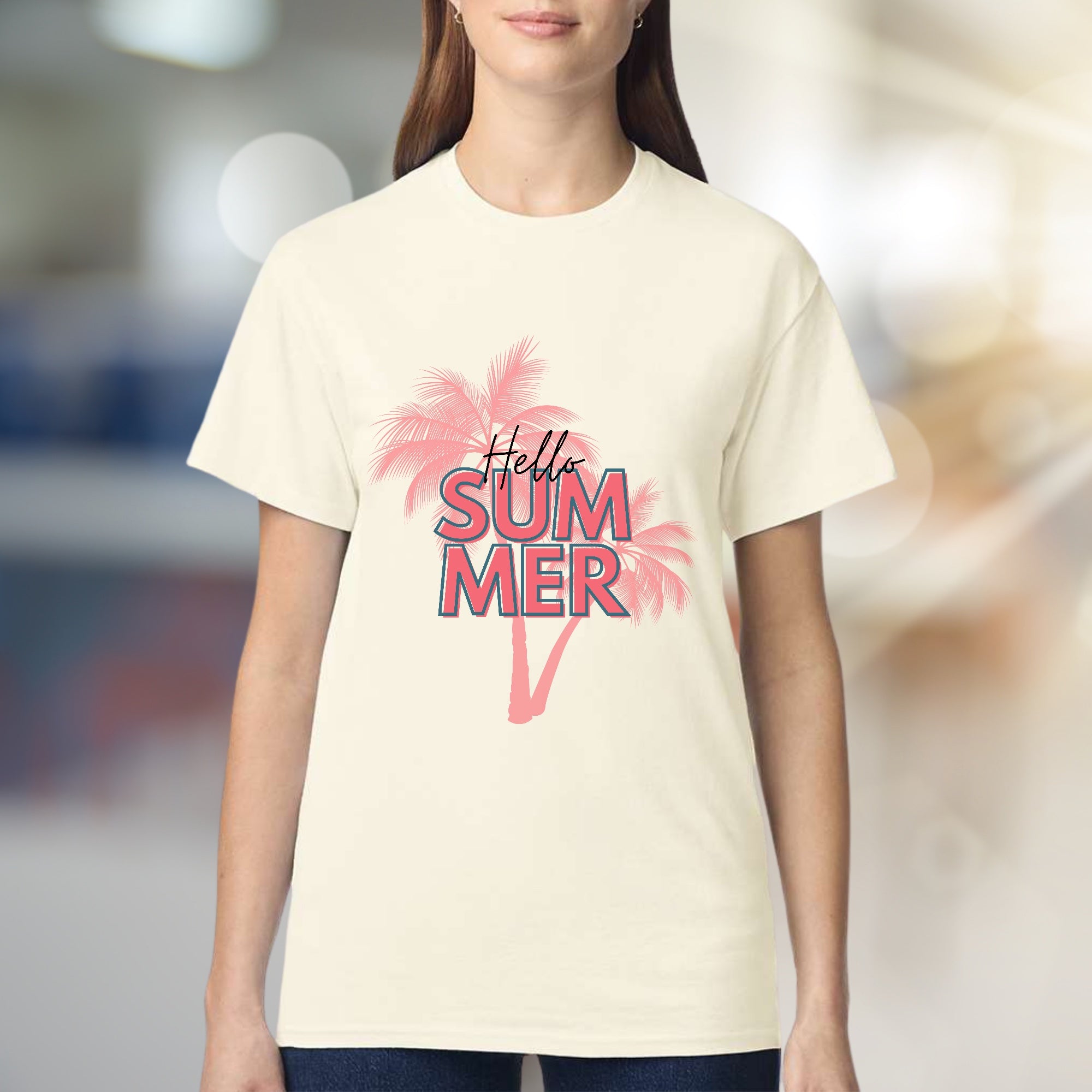 "Hello Summer" Tropical Palms Graphic Tee, a Vacation Vibe for Everyone