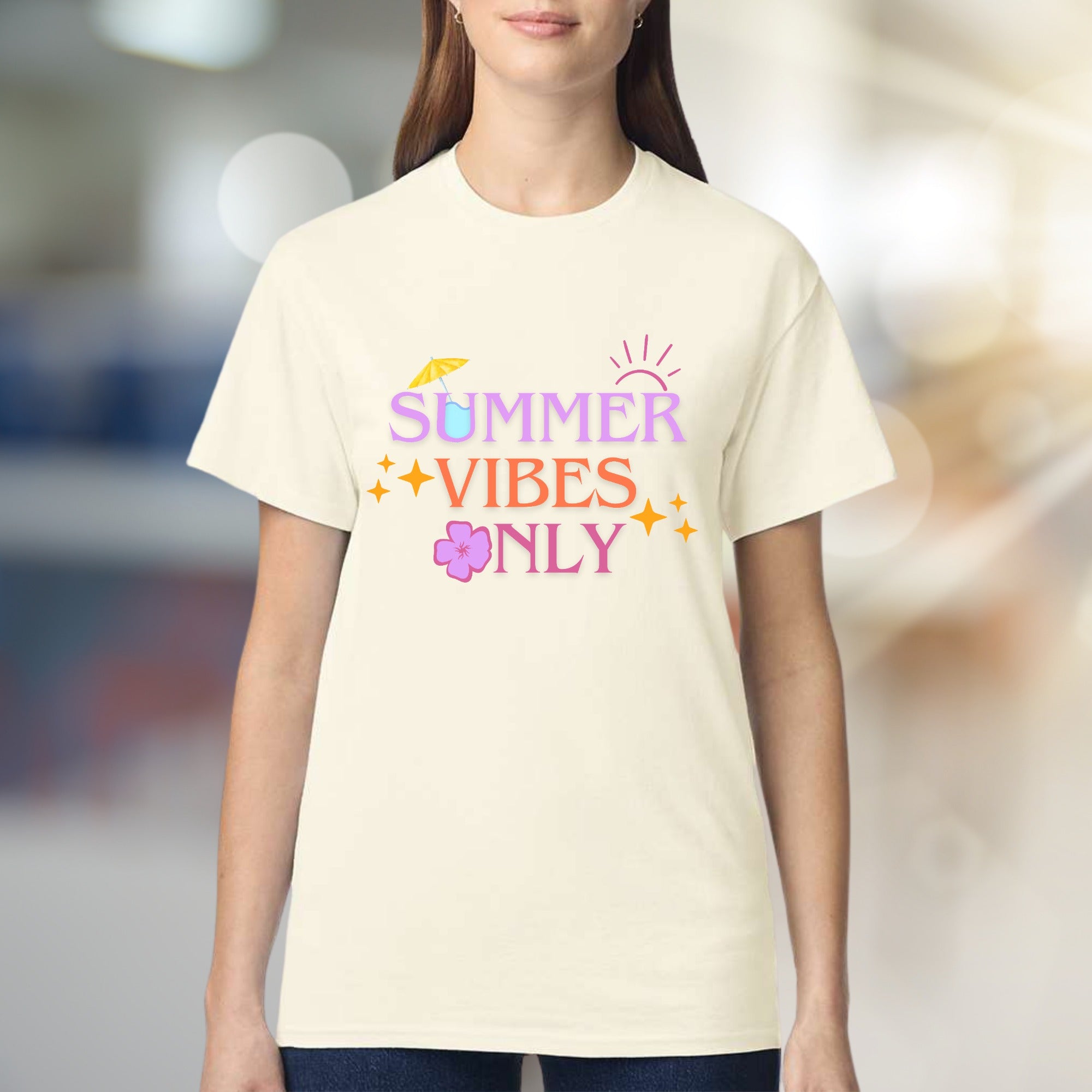 "SUMMER VIBES ONLY" Tropical Graphic Tee, a Sunshine Pick for Free Spirits