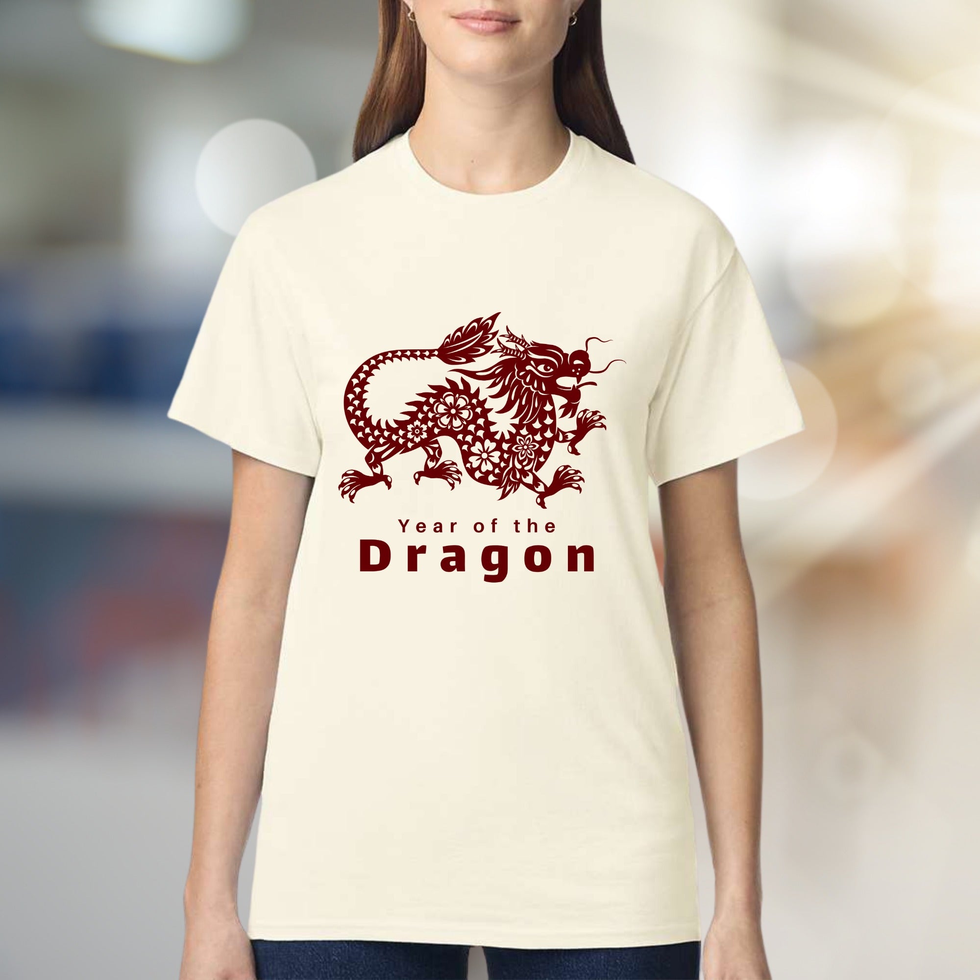 "Year of the Dragon" Folk Graphic Tee, an Empowering Asian Zodiac Pick for Enthusiasts