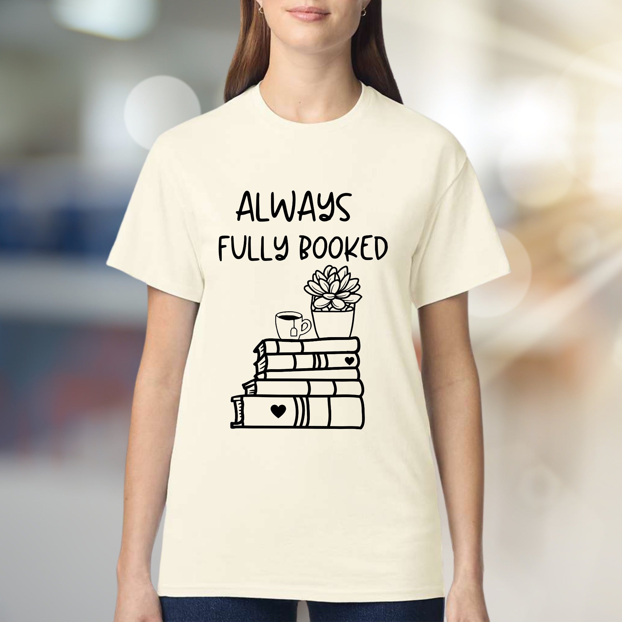 "Always Fully Booked" Bookworm Graphic Tee, a Cozy Literary Pick for Readers