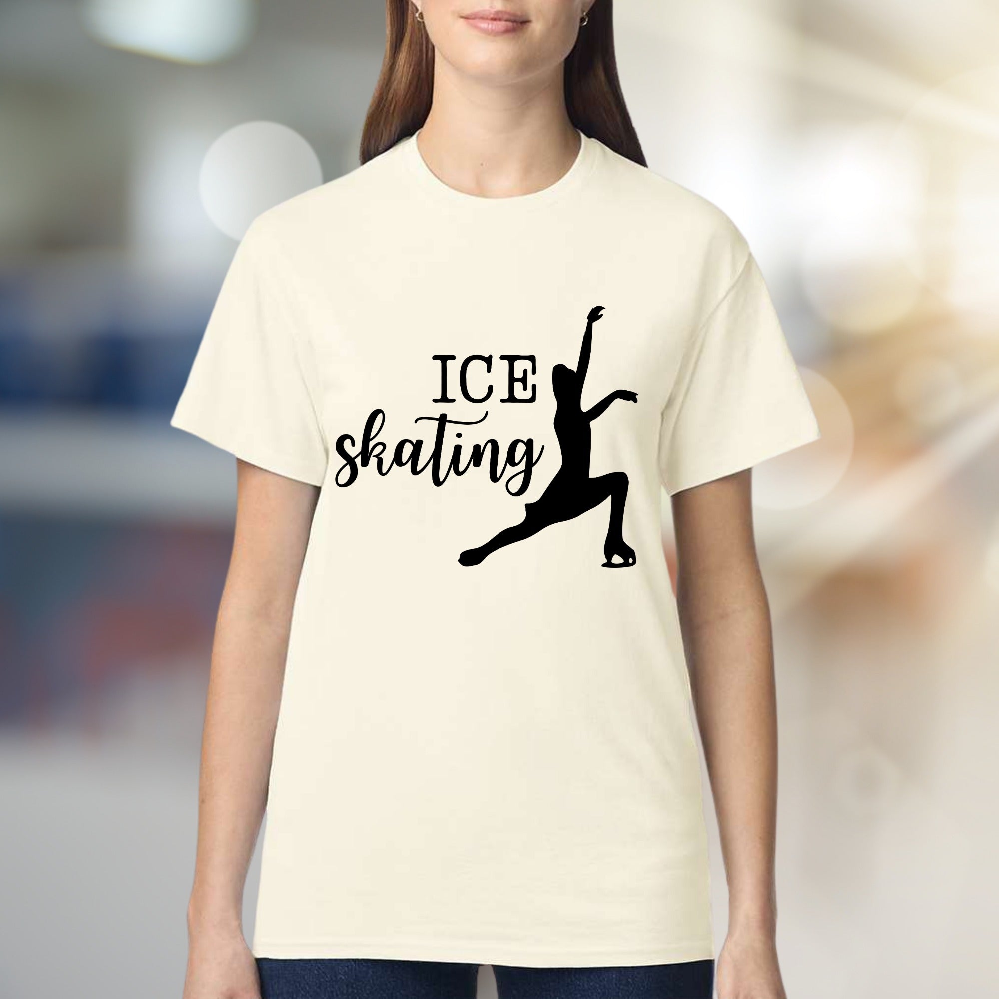 “ICE Skating” Elegant Skater Graphic Tee, a Winter Sports Pick for Enthusiasts