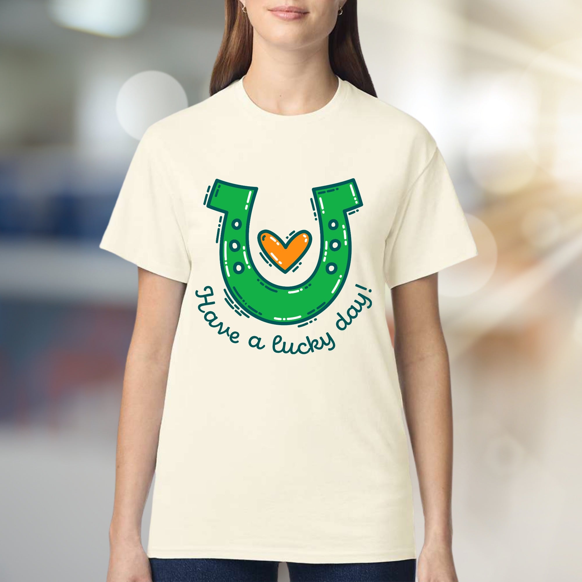 "Have a Lucky Day!" Horseshoe Graphic Tee, a St. Patrick's Day Pick for Everyone