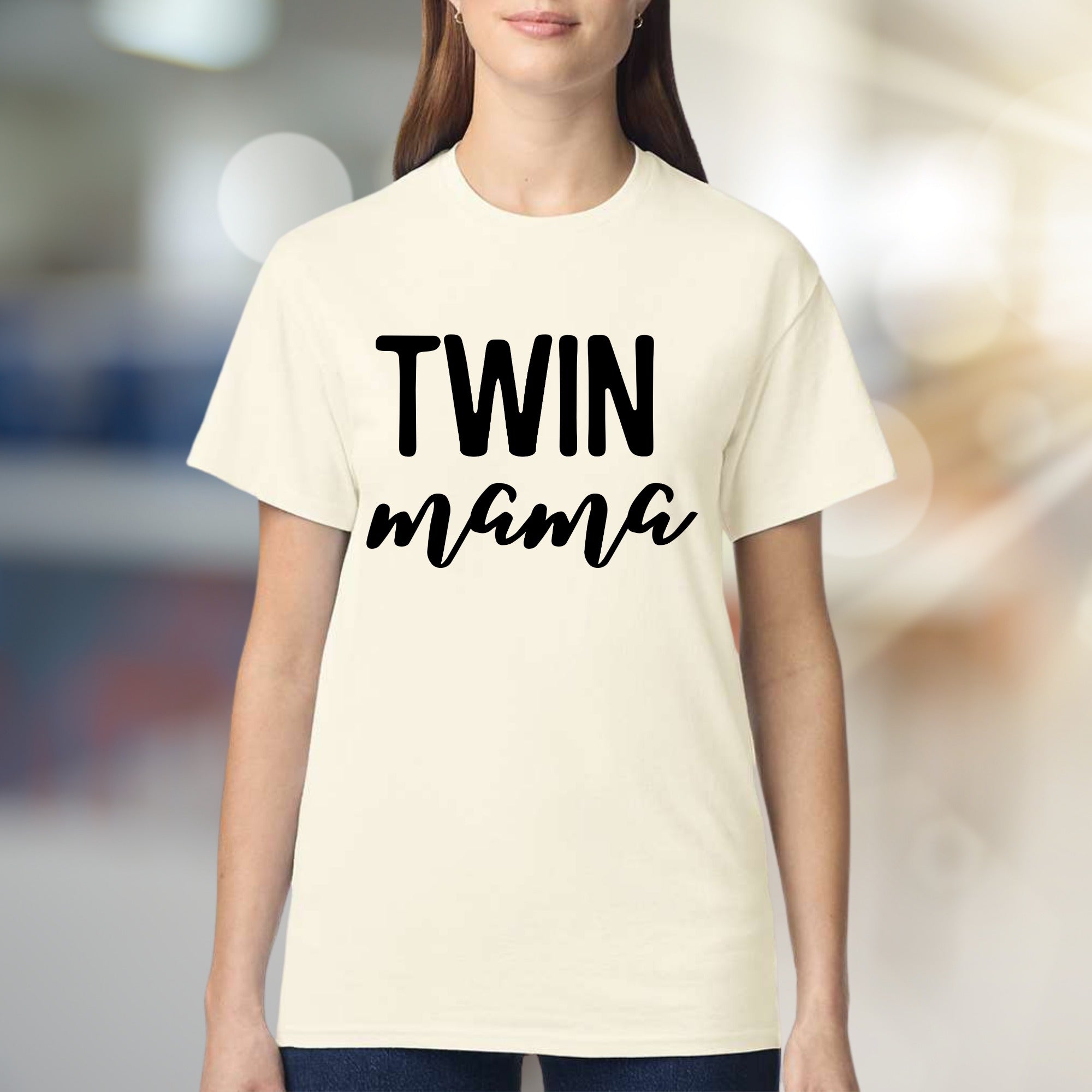 "TWIN mama" Motherhood Chic Graphic Tee, A Parental Pride Pick for Moms