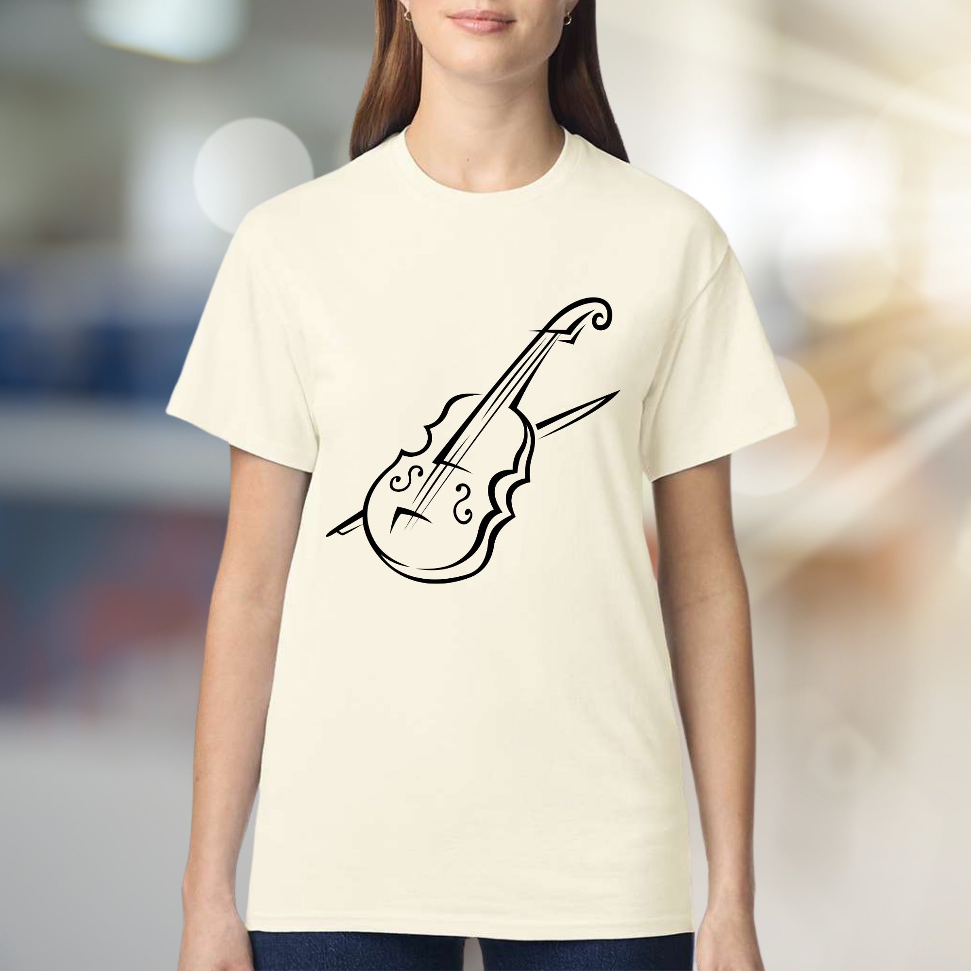 Elegant Cello Outline Graphic Tee, A Musician's Art Unisex Tee