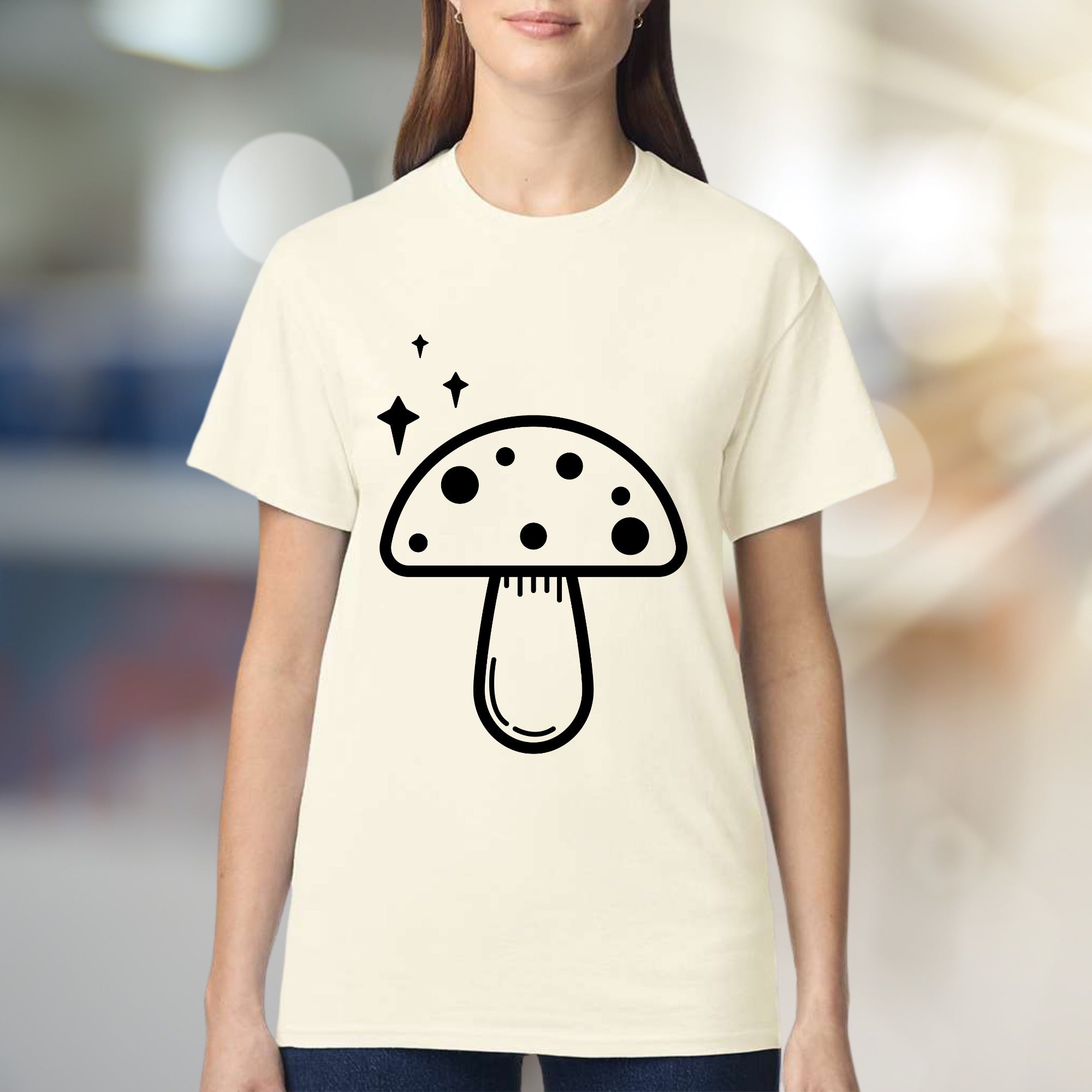 Enchanted Mushroom & Stars Graphic Tee, a Whimsical Pick for Nature Lovers