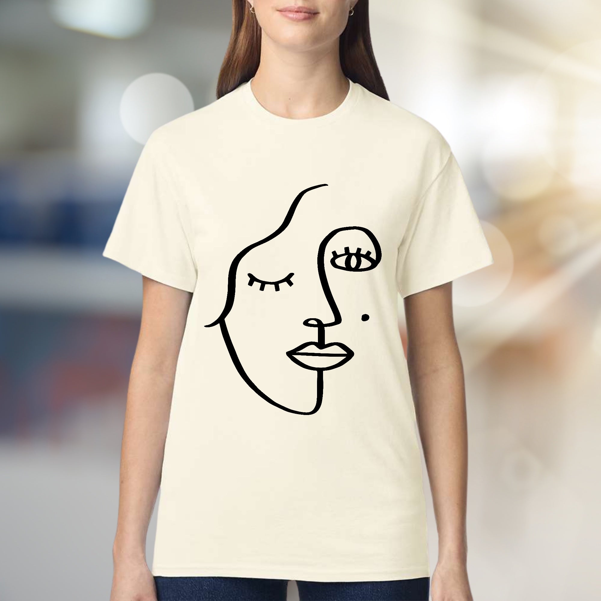 Abstract Face Line Art Graphic Tee, A Minimalist Art Lover's Pick for Everyday Style