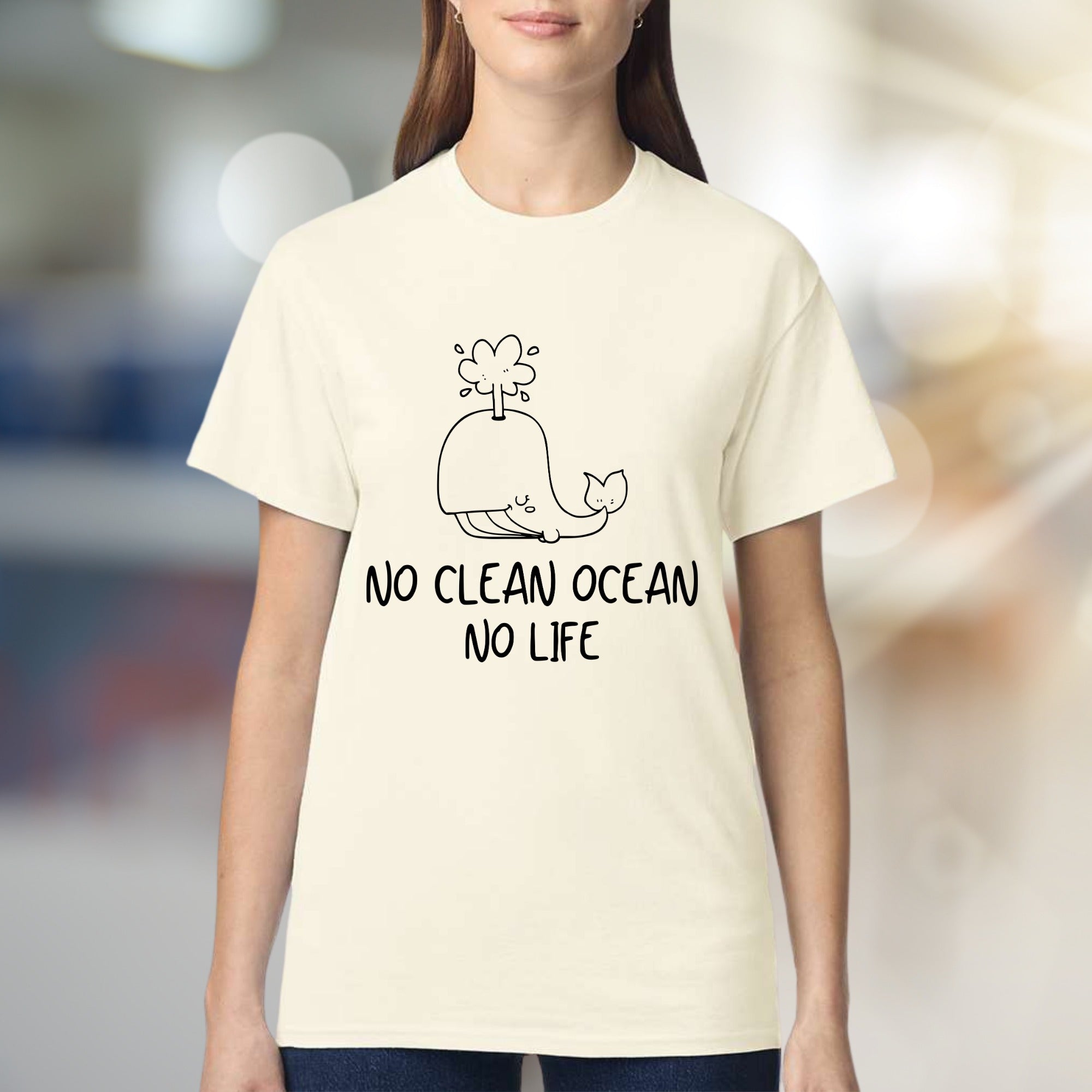 "NO CLEAN OCEAN NO LIFE" Whale Graphic Tee, an Eco-Conscious Statement for Advocates