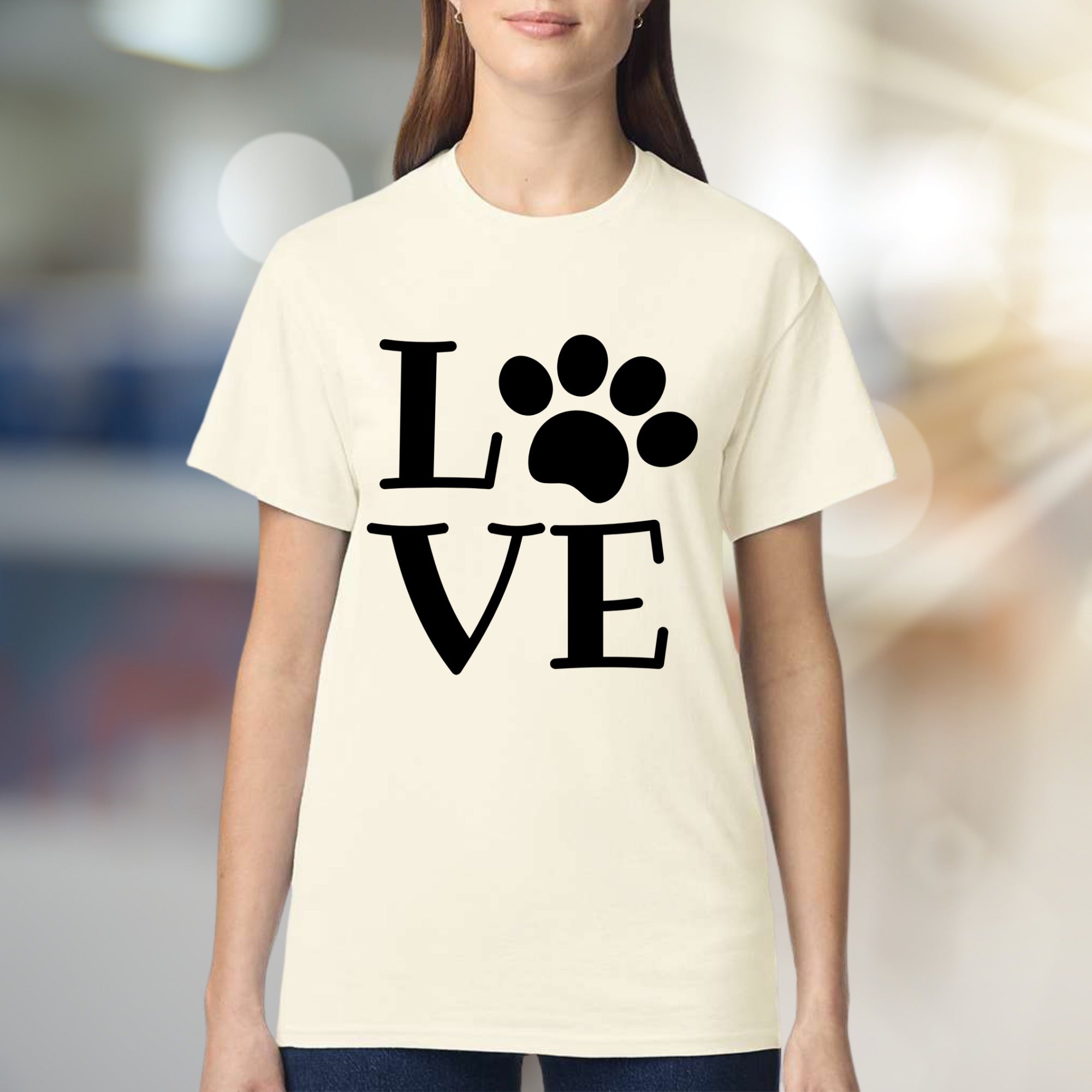 "LOVE" Paw Print Aesthetic Graphic Tee, a Pet Lover's Pick for Everyday Wear