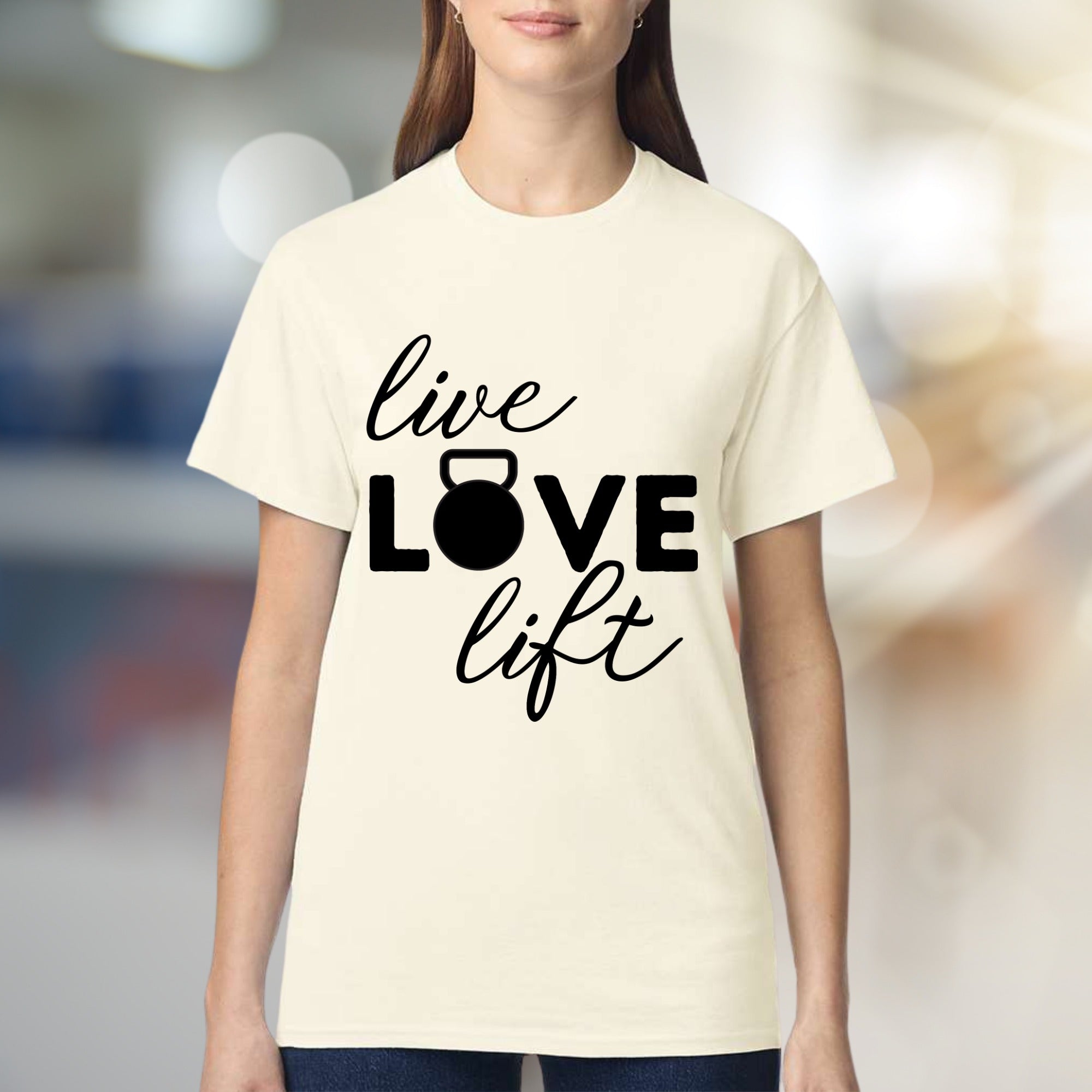 "Live Love Lift" Fitness Graphic Tee, a Gym Life Pick for Strength Enthusiasts